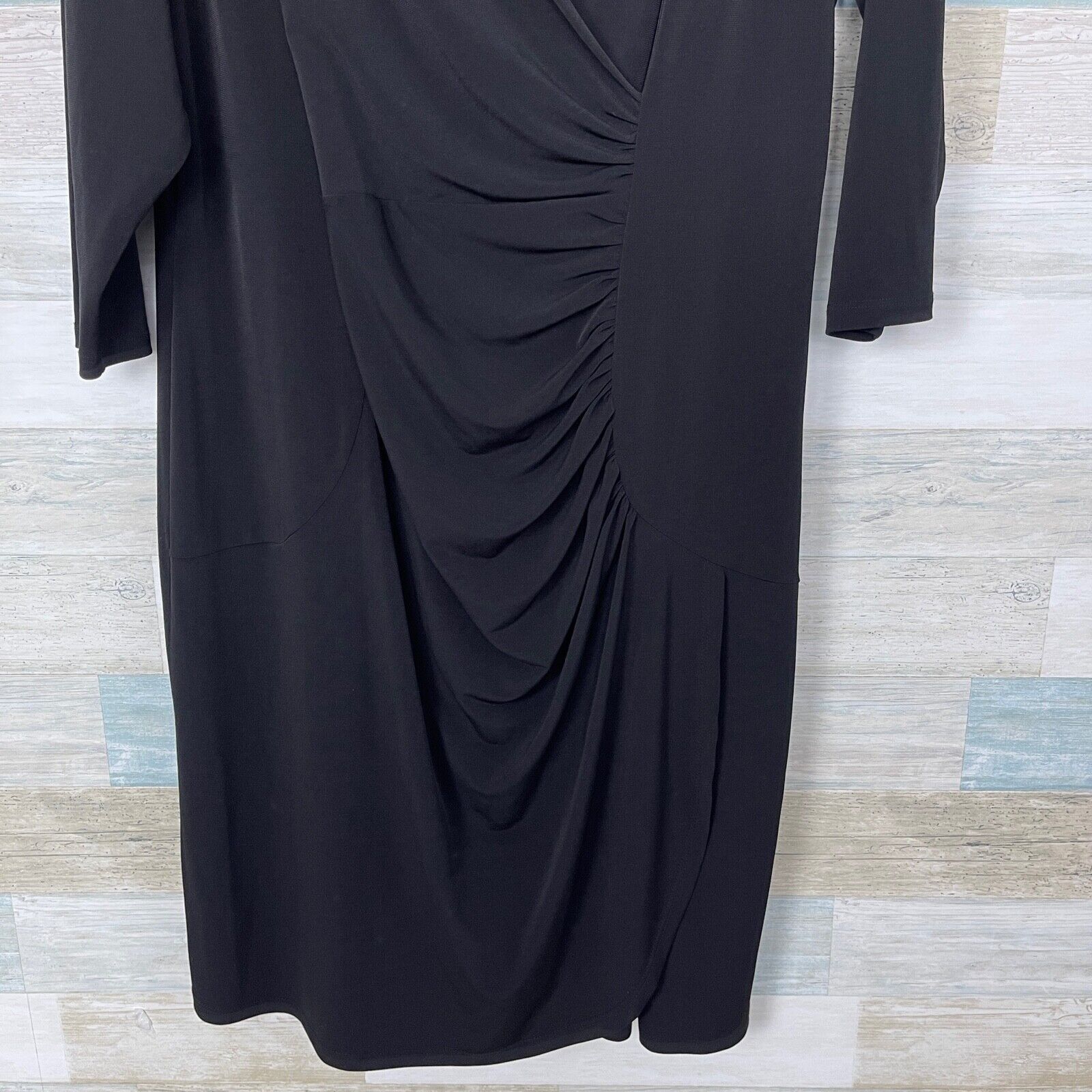 Calvin Klein Calvin Klein Ruched Faux Wrap Jersey Dress Black Zippers 0X Size XL / US 12-14 / IT 48-50 - 3 Thumbnail