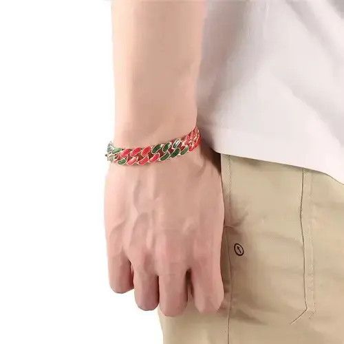 VIBE 8" Steampunk Rhombus Cuban Enamel Chain Bracelet🔥🔥🔥 Size ONE SIZE - 1 Thumbnail