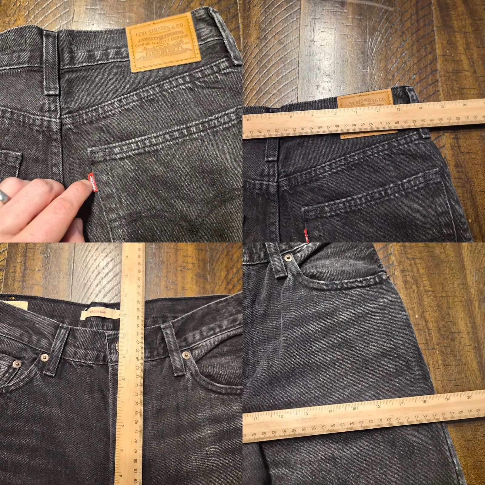 Levi's Levi's Premium Womens Baggy Jeans Size 26 X 31 Black Boho Relaxed Big E G242 Size 26" / US 2 / IT 38 - 8 Thumbnail