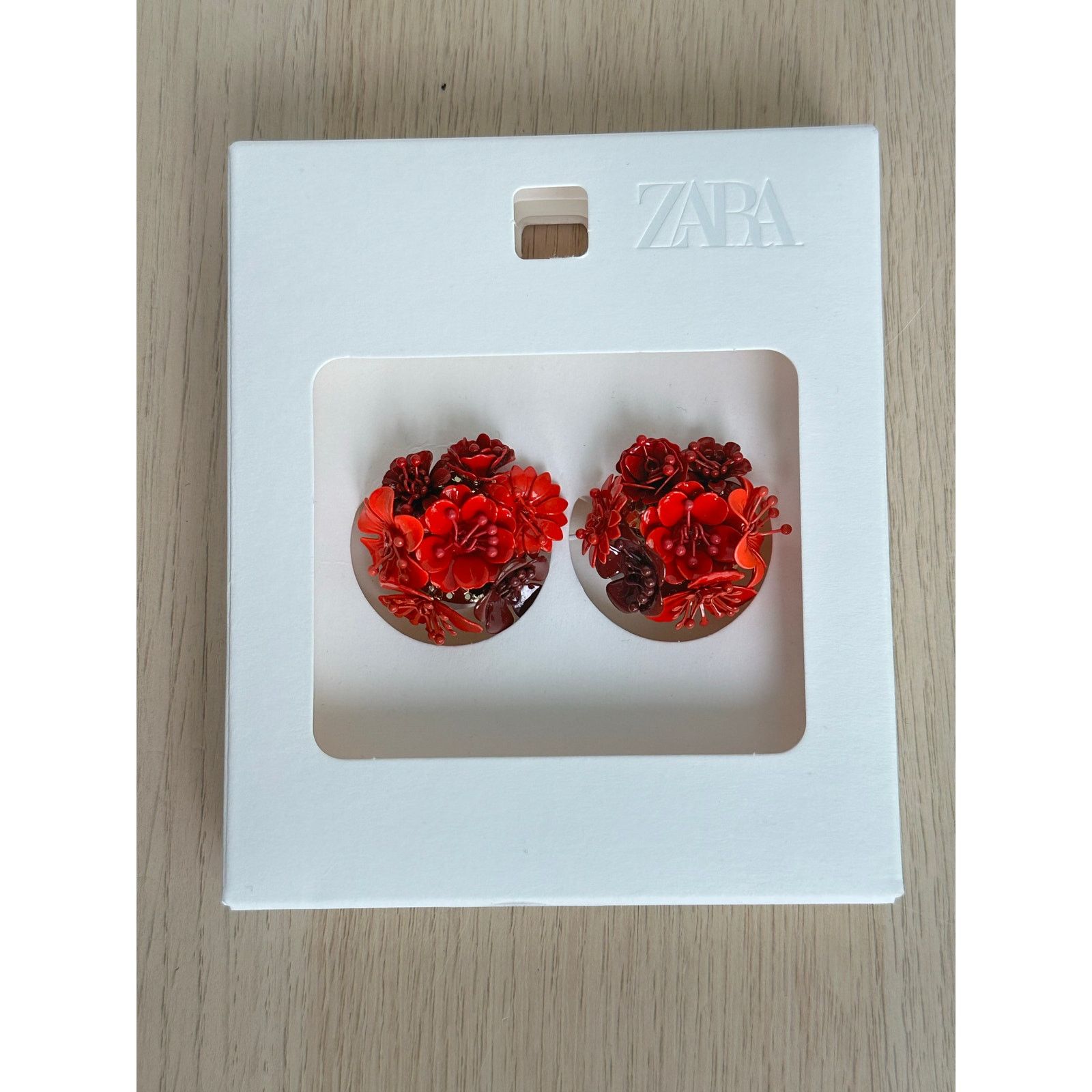 Zara Zara Red Floral Earrings - OS - New Size ONE SIZE - 1 Thumbnail
