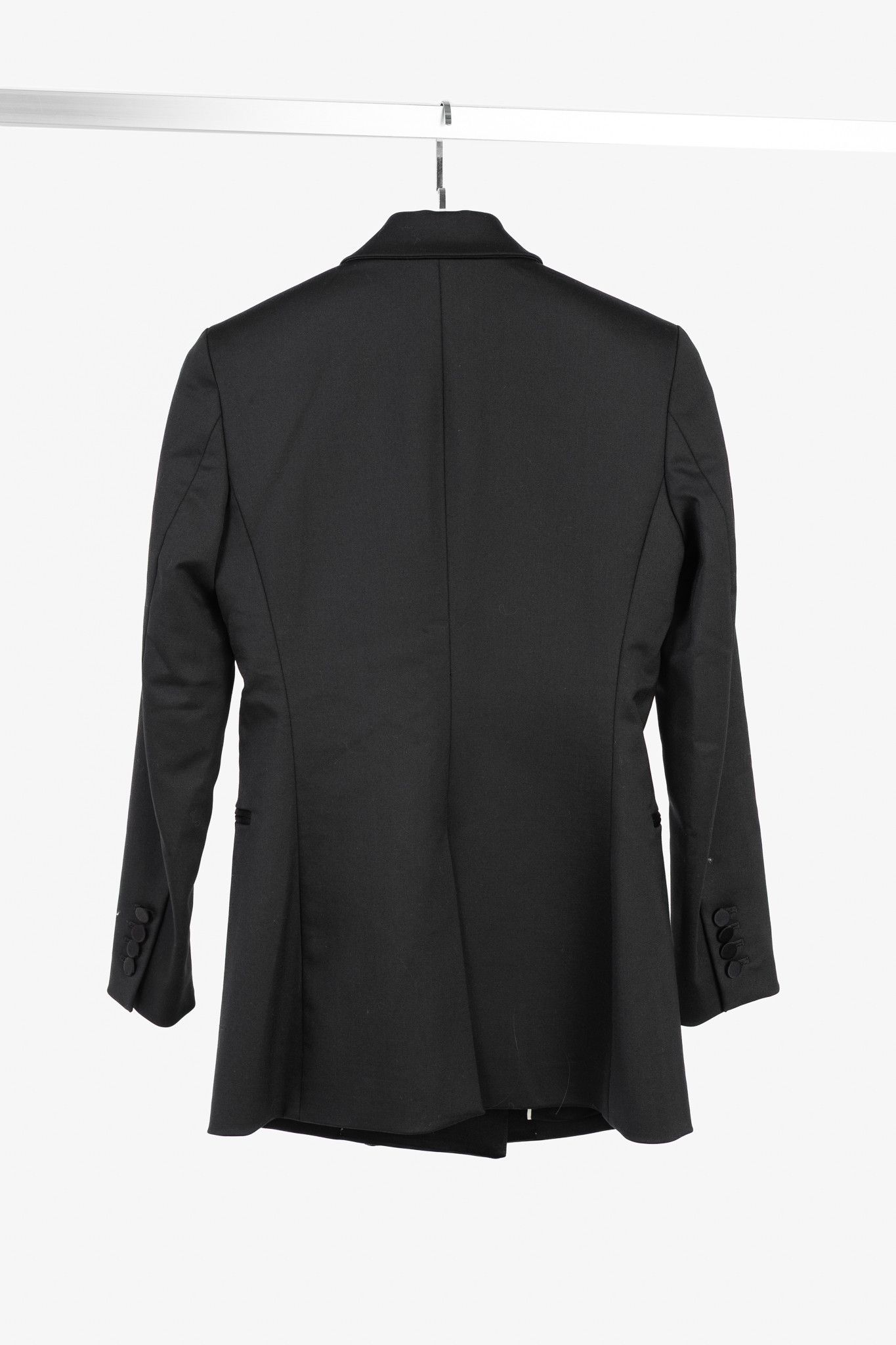 Theory Theory Black Double-Breasted Satin-Trim Wool Tux Jacket Size S / US 4 / IT 40 - 2 Thumbnail