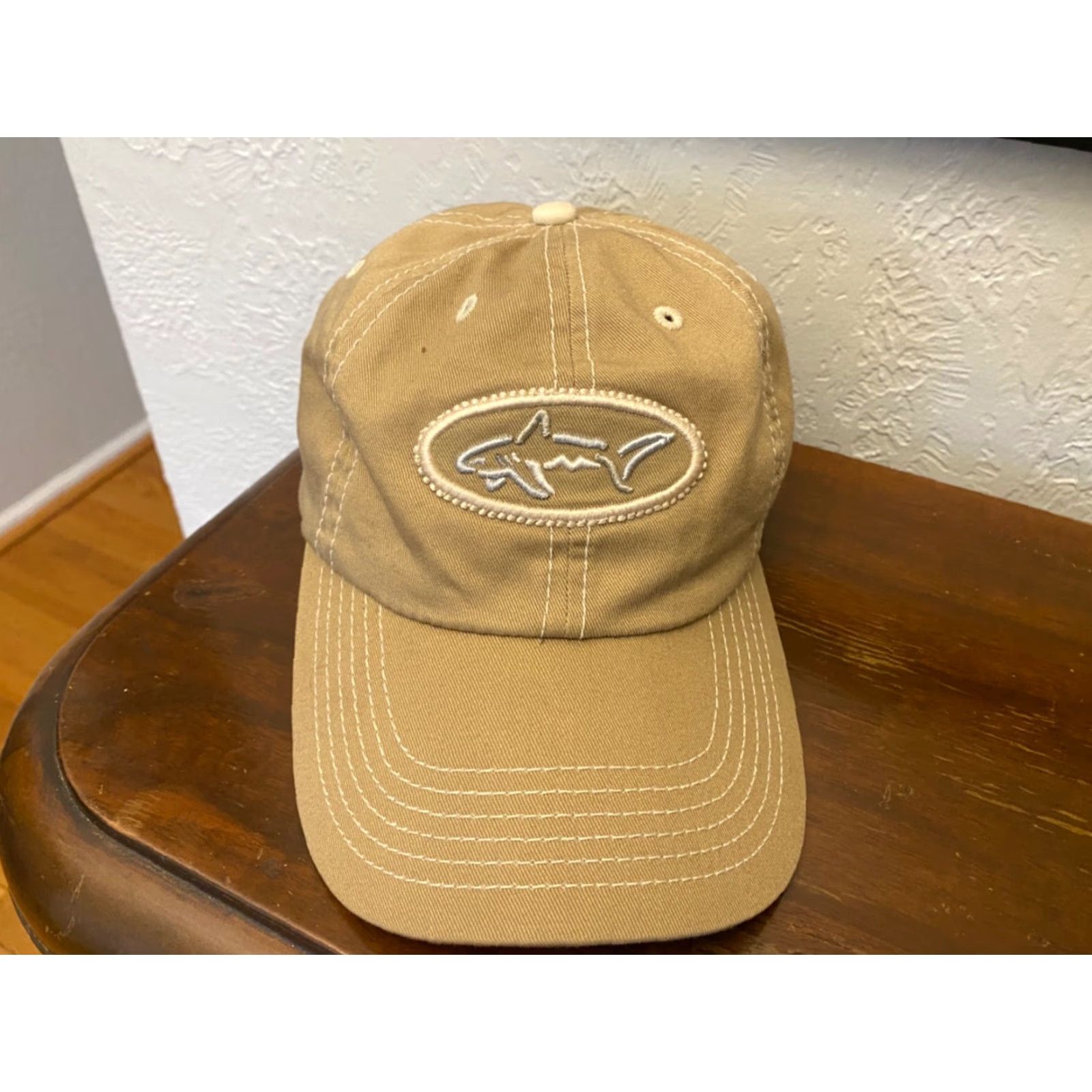 Logo 7 Greg Norman The Shark Logo Fish Golf Hat Cap Adjustable Tan Embroidered Size ONE SIZE - 2 Thumbnail
