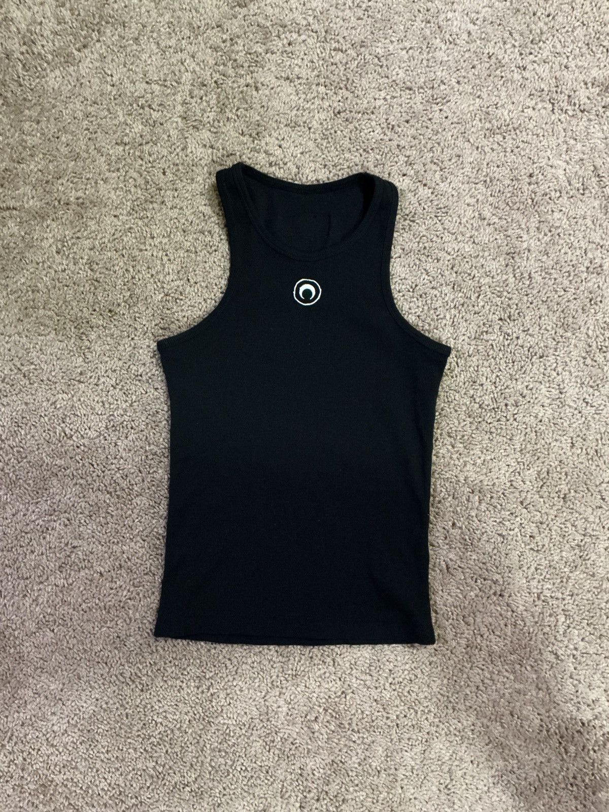 Marine Serre Marine Serre black moon logo ribbed jersey tank top Size S / US 4 / IT 40 - 1 Thumbnail