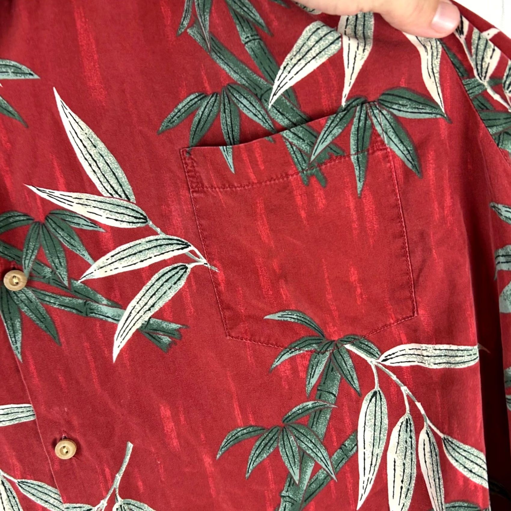 Paradise Found Paradise Found Hawaiian Shirt Mens 3XL Red Bamboo Leaf Print Button-Down Aloha Vintage Relaxed Casual Summer Size US XXL / EU 58 / 5 - 4 Thumbnail