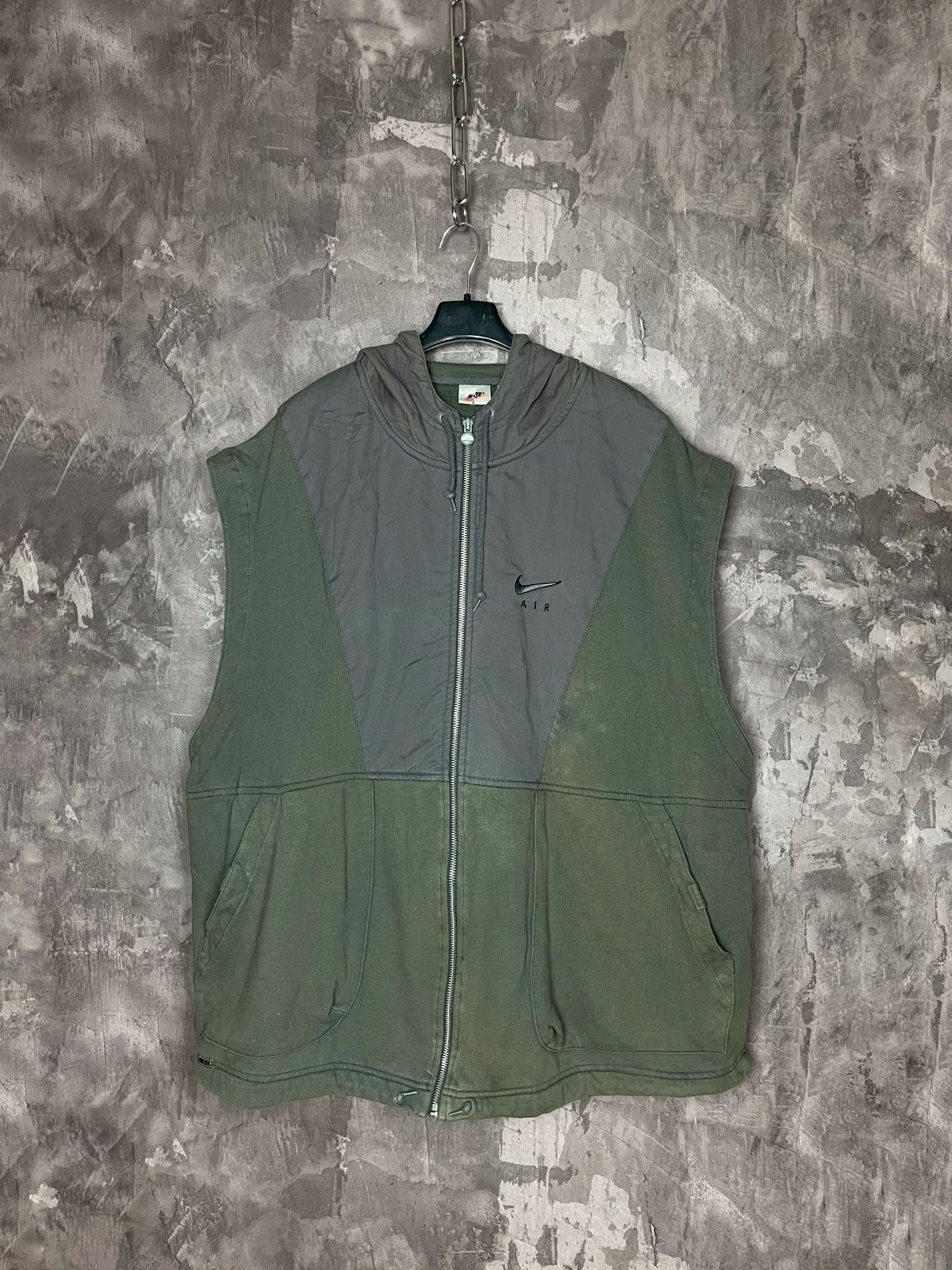 Nike × Vintage NIKE 0s Vintage Big Swoosh Logo Sleeveless Hoodie Sweatshirt Size US L / EU 52-54 / 3 - 2 Thumbnail