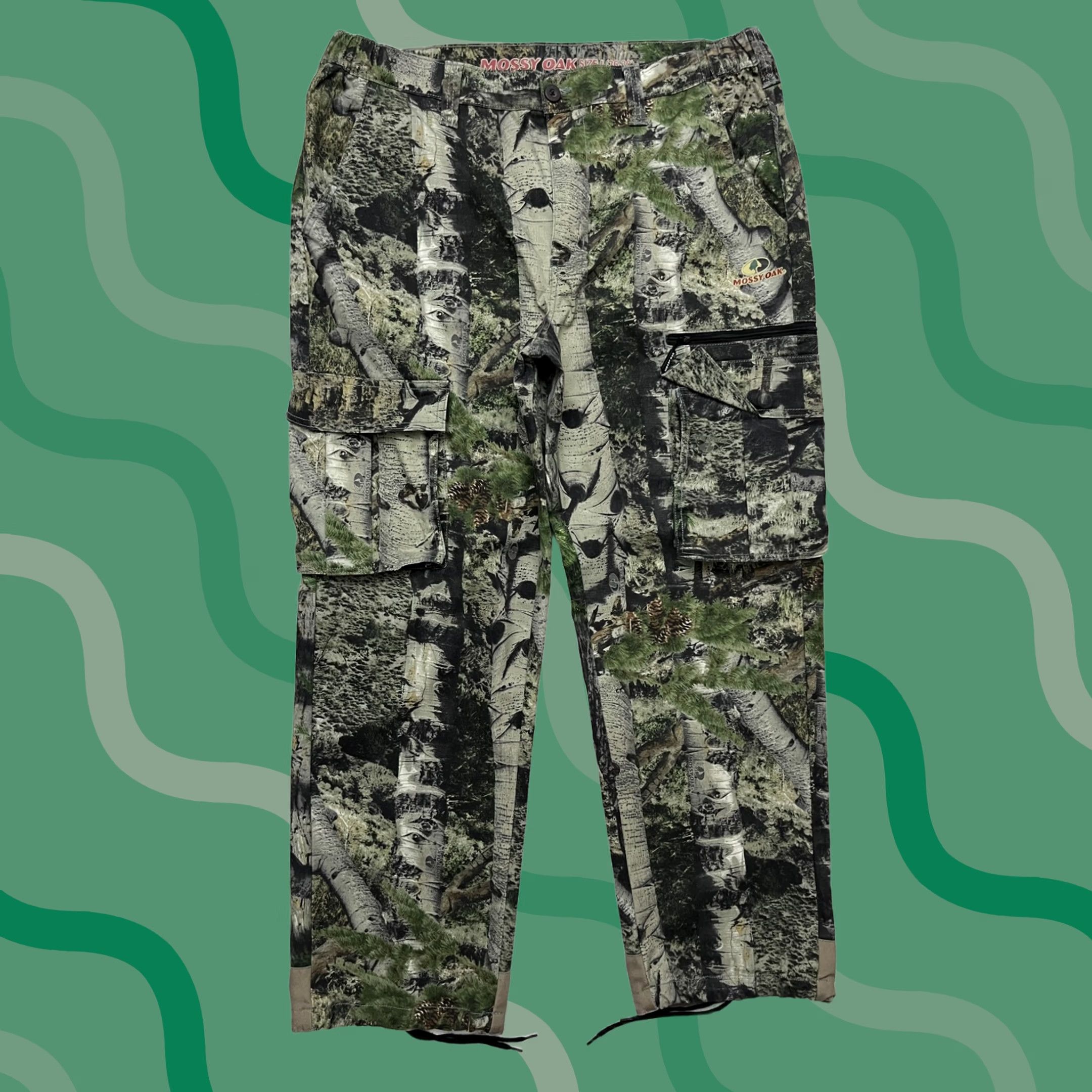 Vintage Mossy Oak Pants Cargo Pockets Hunting Outdoor 36x32 Camouflage Green Cotton Polyester Spandex Men L Regular Size US 33 - 1 Thumbnail