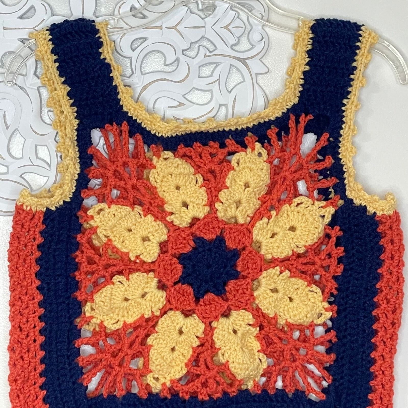 Other Vintage 1970's M / L Crochet Gypsy Hugger Tank Granny Square Size L / US 10 / IT 46 - 4 Thumbnail