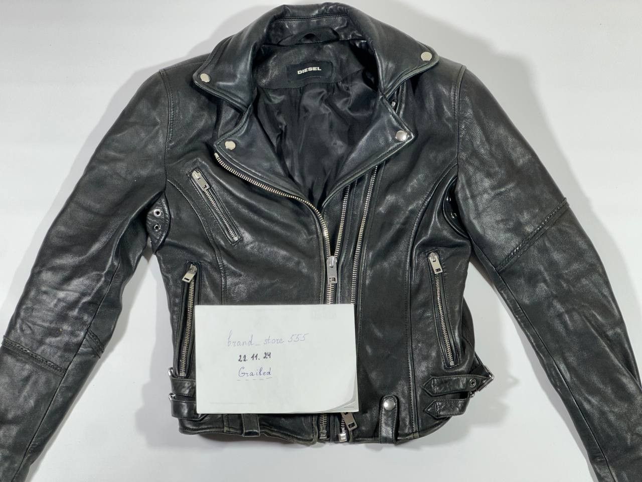 Diesel Diesel Leather L-Sinya-A Biker Jacket with Studs, size L Size L / US 10 / IT 46 - 5 Thumbnail