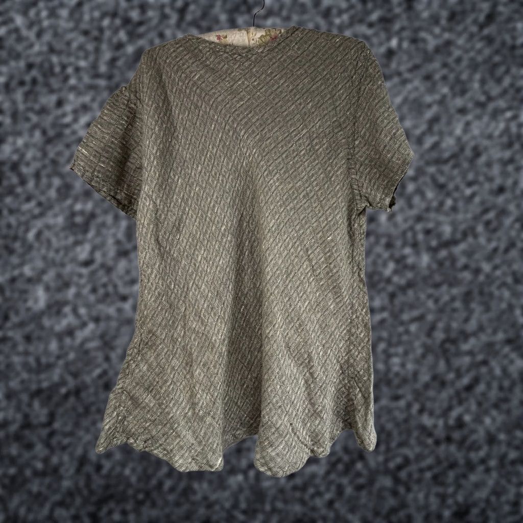 FLAX Flax Blouse Shirt Geo Textured Linen Green Size Large NWOT Size L / US 10 / IT 46 - 1 Thumbnail