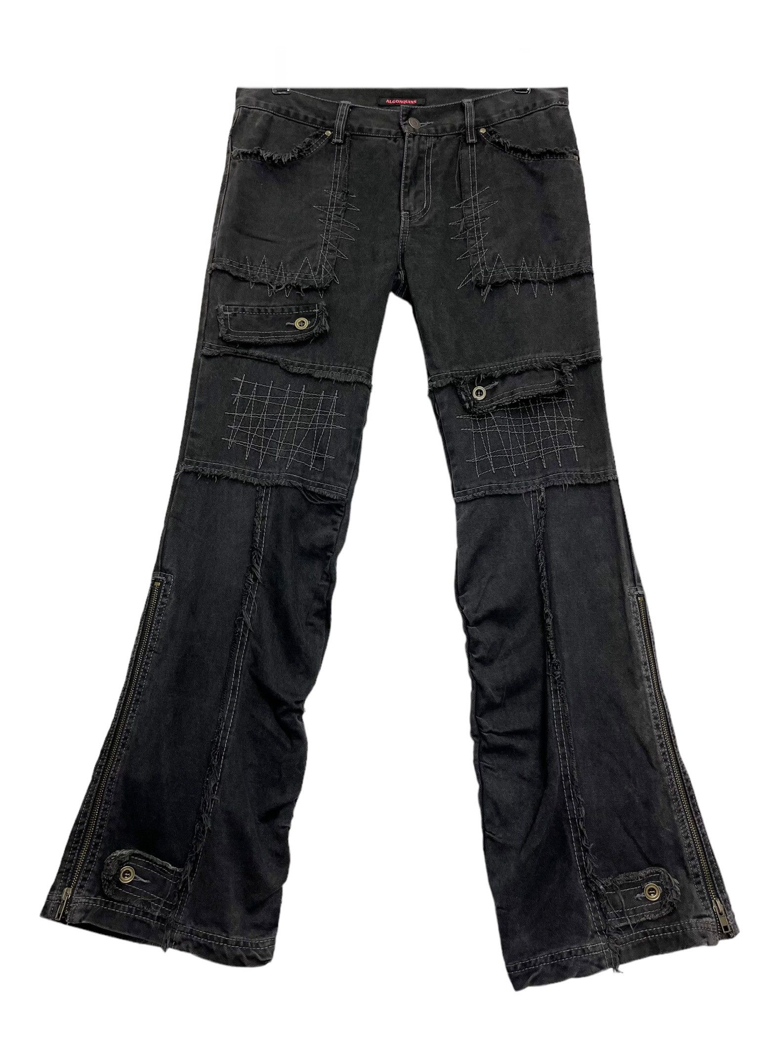 Other 💀PUNK SKULL🔥90’s ALGONQUINS Frayed Denim Flared Zipper Leg Size US 30 / EU 46 - 8 Thumbnail