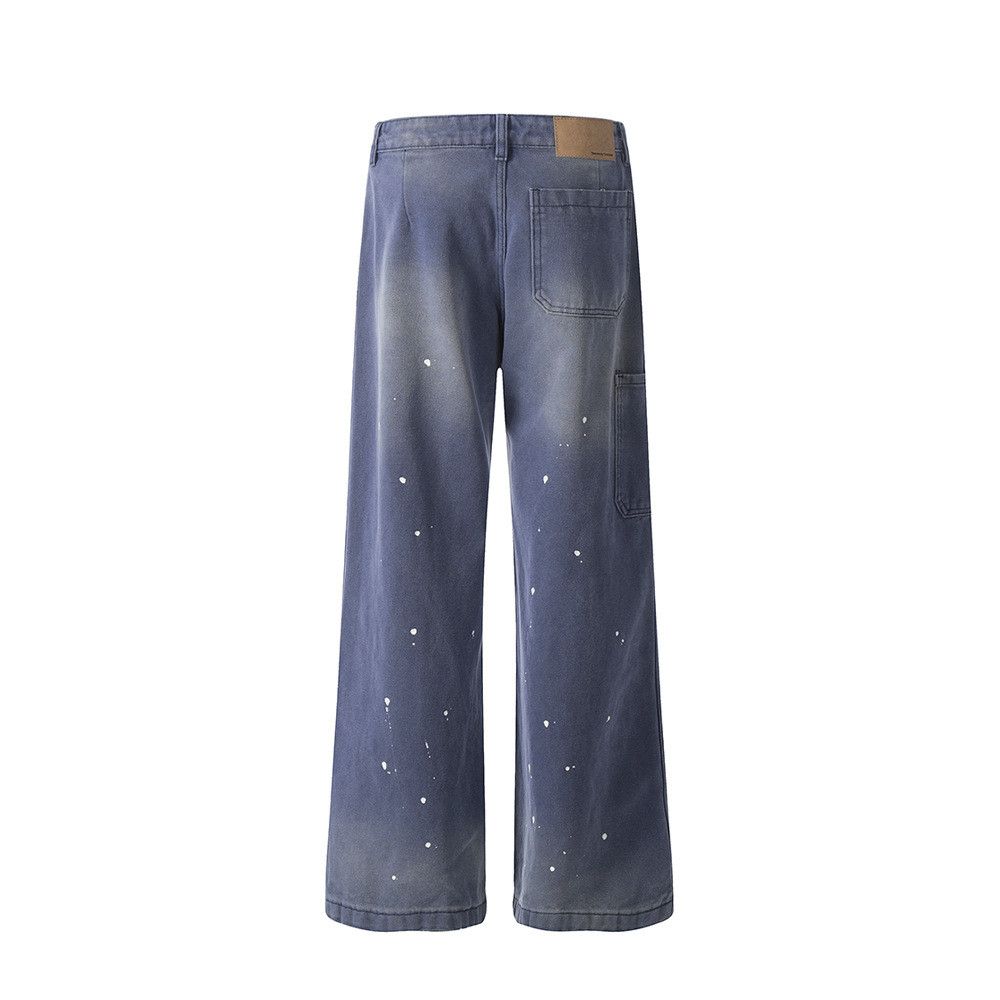 Japanese Brand × Jean Men's punk trend distressed washed ink-splashed ripped jeans Size US 32 / EU 48 - 3 Thumbnail