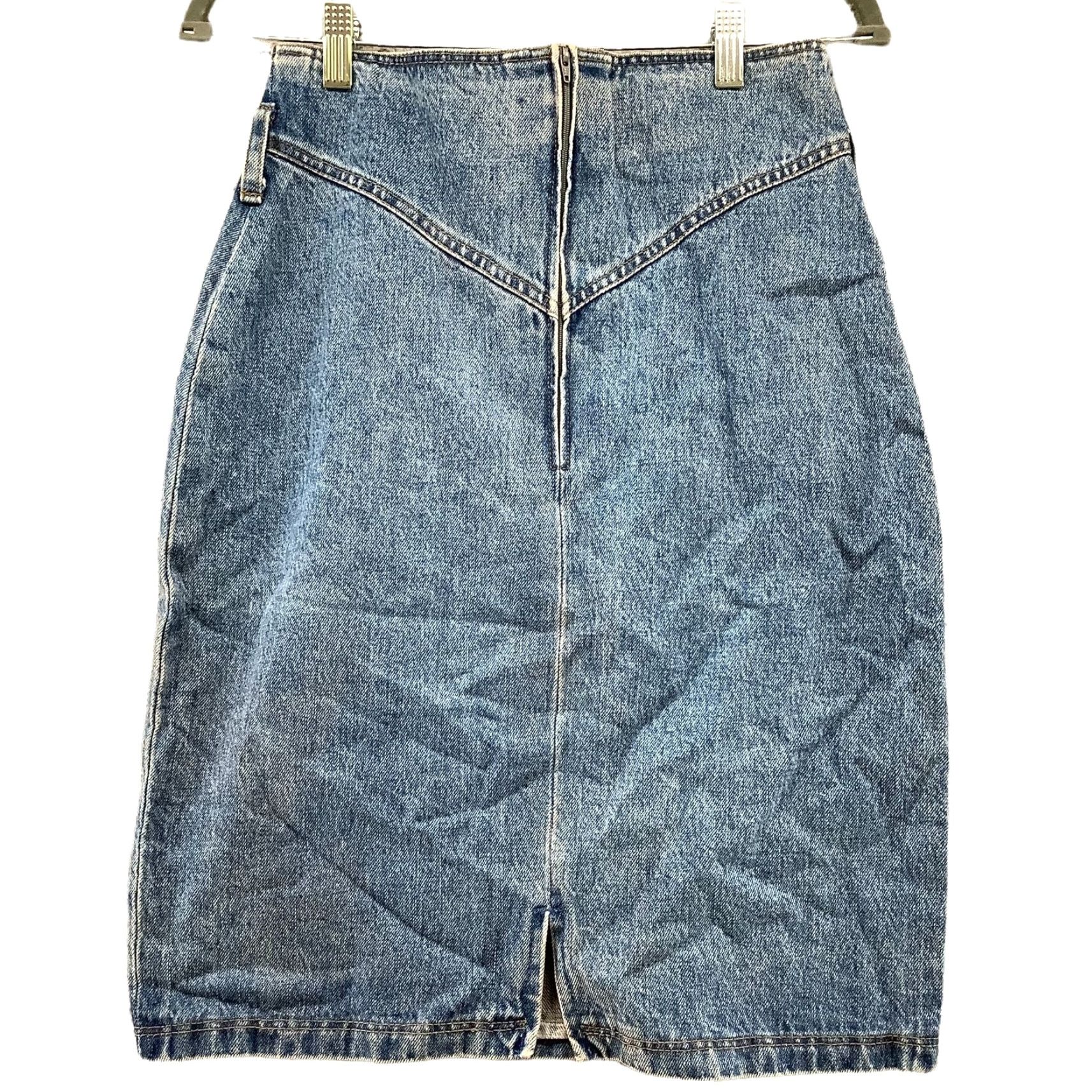 Denime VINTAGE Dagmar Ertinger Jean Pencil Skirt Size 27 or 4 Tassel Embroidered Denim Shirt? Size 27" / US 4 / IT 40 - 2 Thumbnail