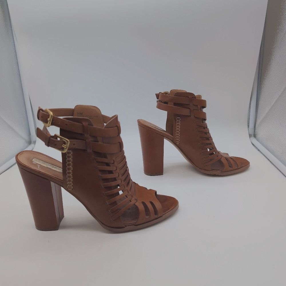 Designer Halogen sz 10 Brown Strappy Heeled Leather Sandals Size US 10 / IT 40 - 7 Thumbnail