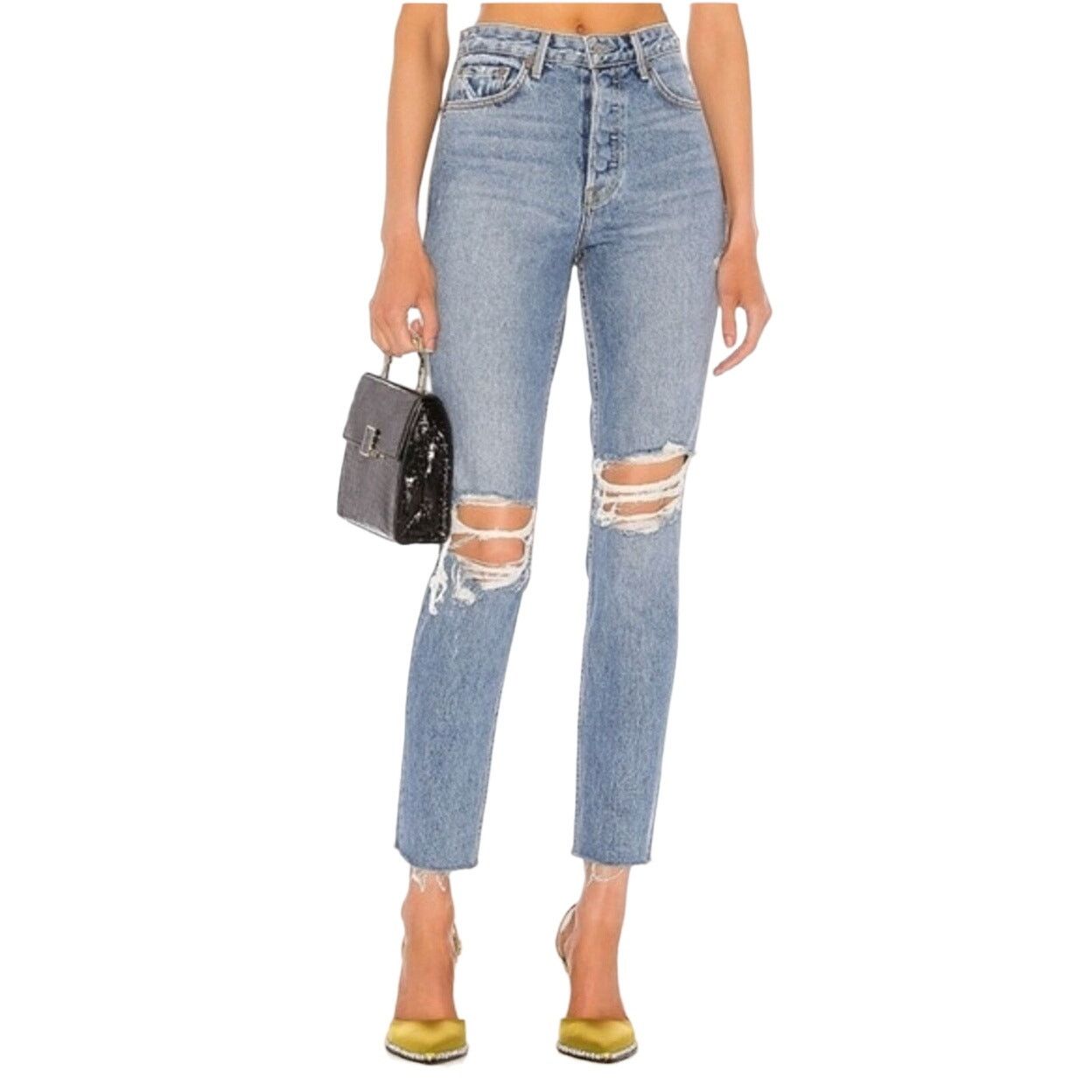 Grlfrnd Denim Karolina Blue Dream HiRise ButtonFly Jeans 26