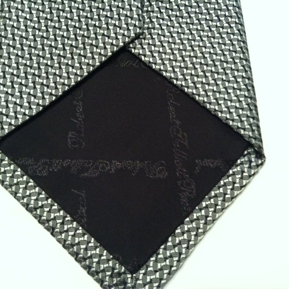 Robert Talbott ROBERT TALBOTT MENS NEW SILVER SILK TIE WIDTH: 3 3/4" Size ONE SIZE - 5 Thumbnail