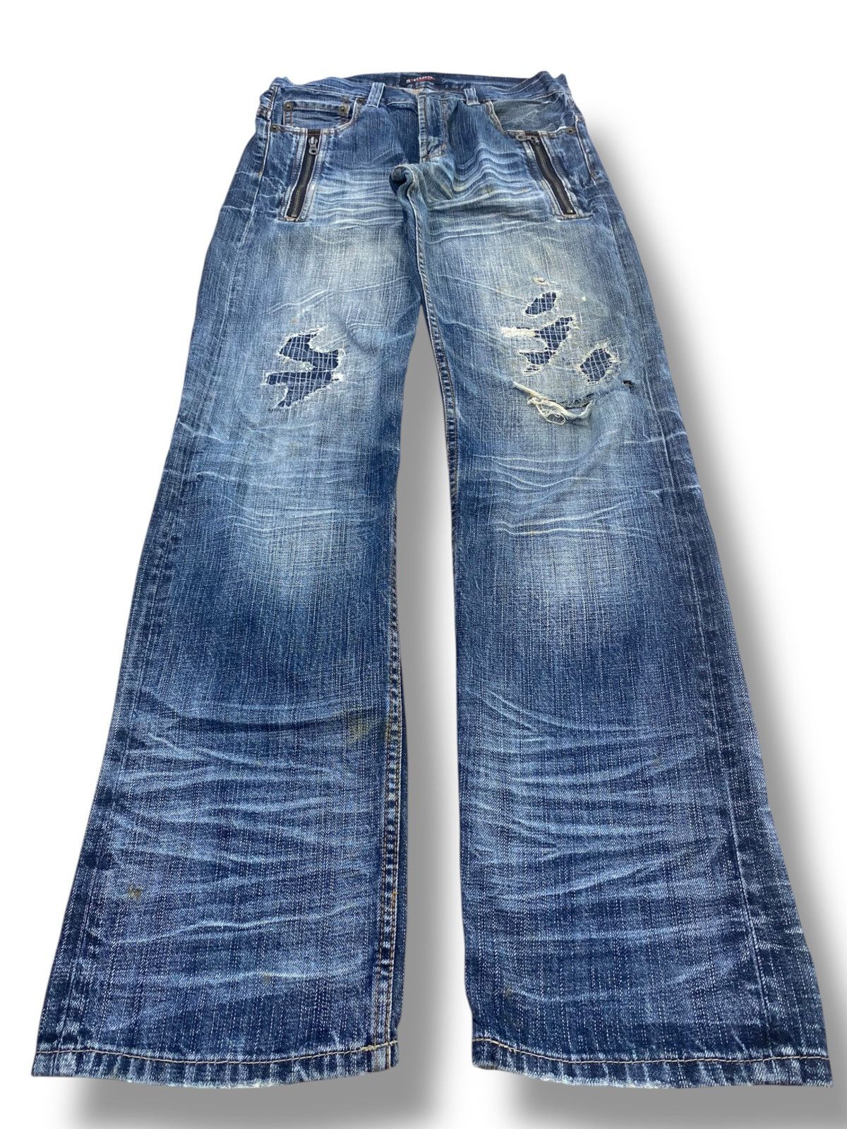 Japanese Brand Japanese Brand Ripped Patch Style Whiskers Jeans Size US 31 - 1 Thumbnail