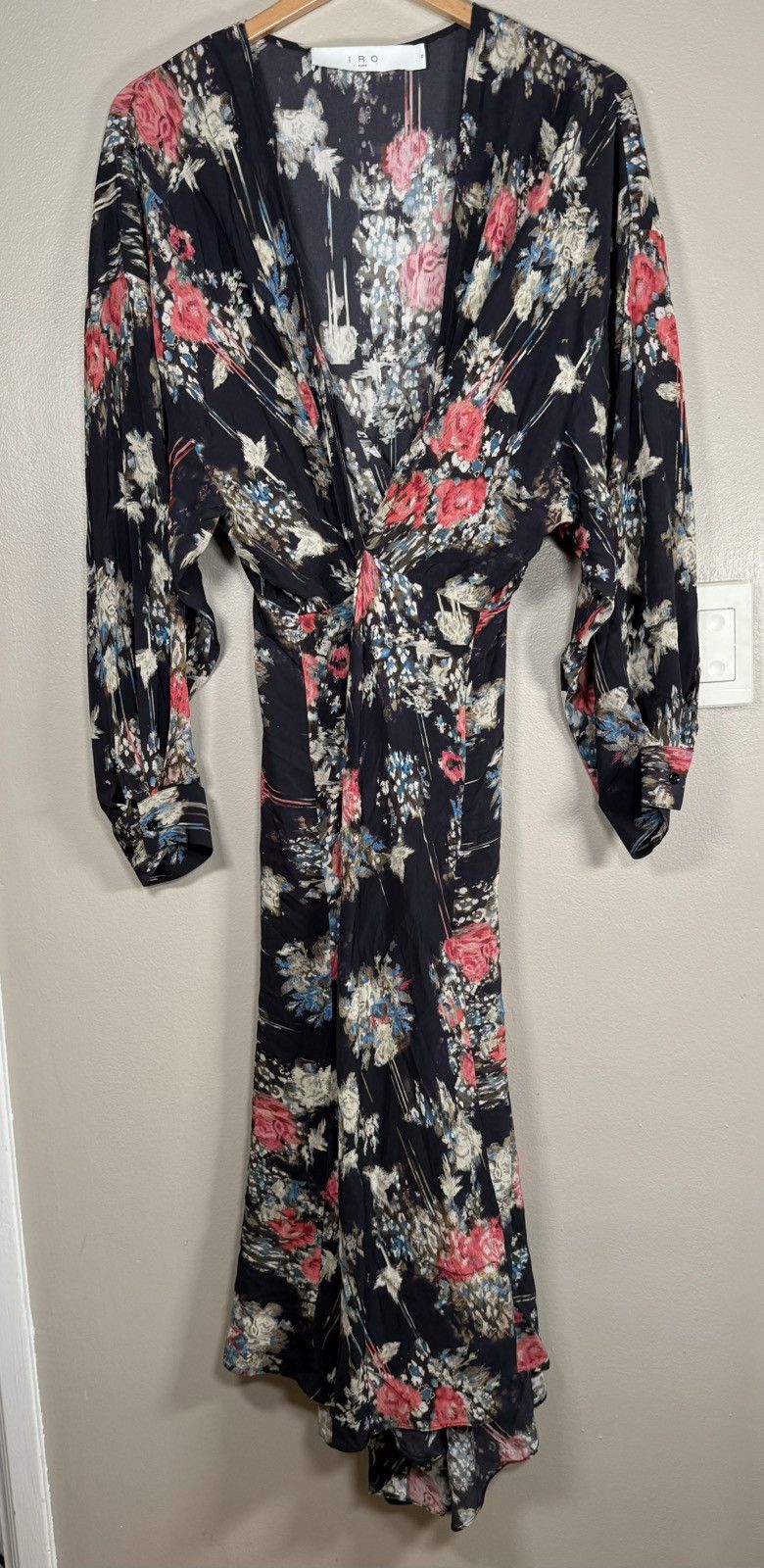 Iro IRO Paris Aleyna Floral Wrap Satin Dress $645 size38/6 US Size S / US 4 / IT 40 - 3 Thumbnail