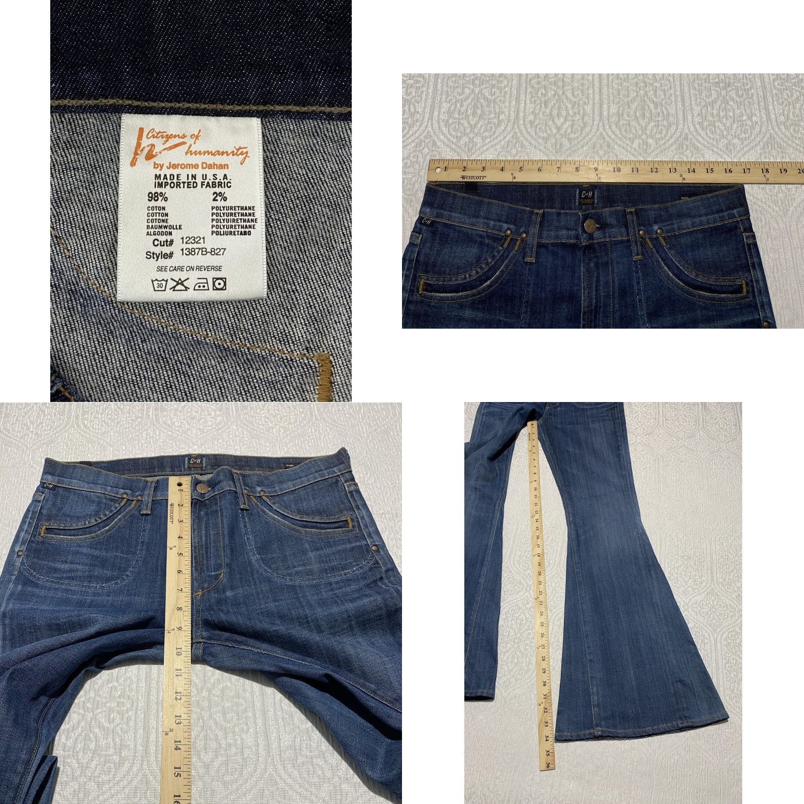 Citizens Of Humanity VINTAGE Citizens of Humanity Jeans Womens 32×34 Blue Angie Super Flare Made in USA Size 24" / US 00 / IT 34 - 8 Thumbnail