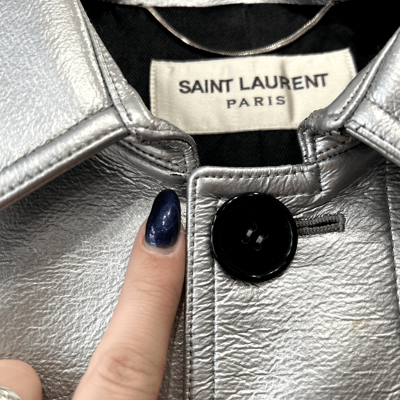 Saint Laurent Paris Fall 2015 Silver Metallic Jacket Men's Size US M / EU 48-50 / 2 - 18 Thumbnail