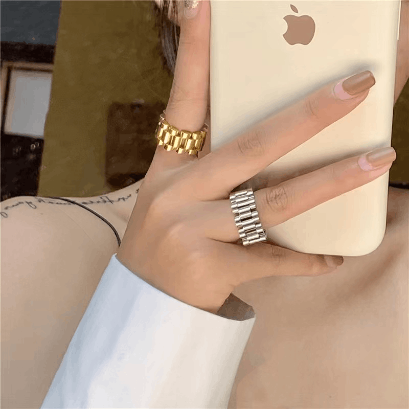 Jewelry Retro Jewelry Rings Open Size Chrome Ring (Size 7-13) Size ONE SIZE - 2 Thumbnail