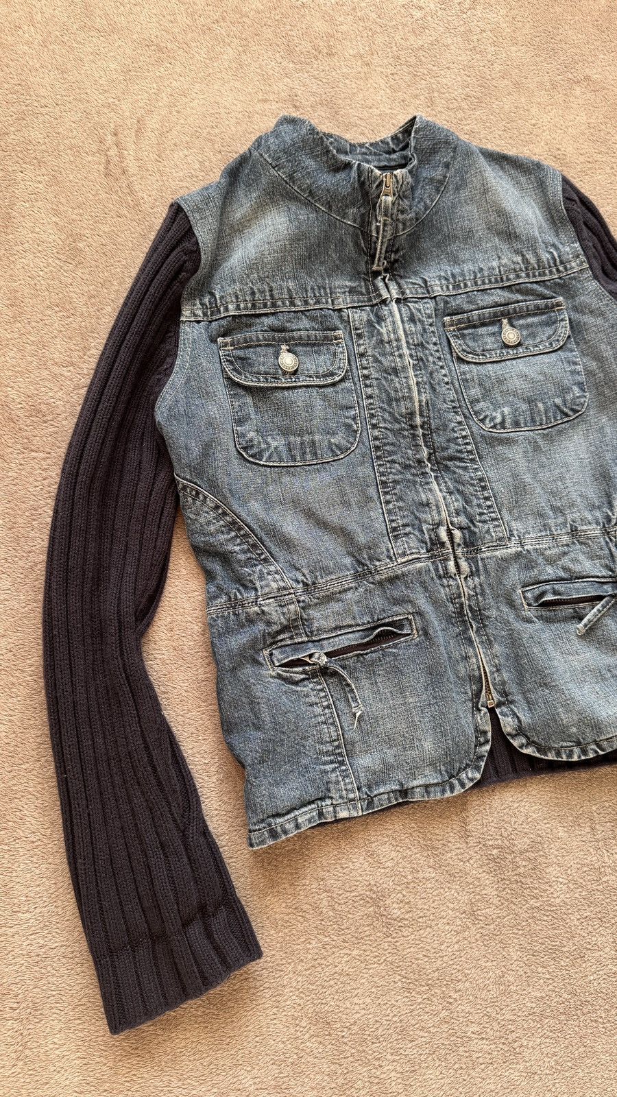 Hysteric Glamour Y2K Vintage Faded Denim Knit Jacket gucci miu miu ysl Style Size US S / EU 44-46 / 1 - 2 Thumbnail