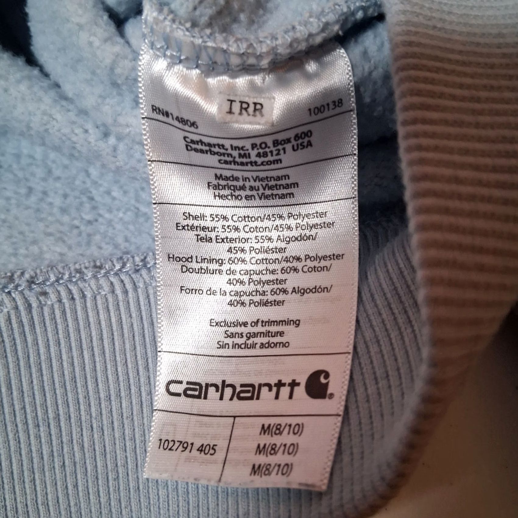 Carhartt Carhartt Hoodie Hooded Sweatshirt M Relaxed Fit Light Blue Work Workwear Pullover Hooded Logo Spellout Casual Women Size M / US 6-8 / IT 42-44 - 4 Thumbnail