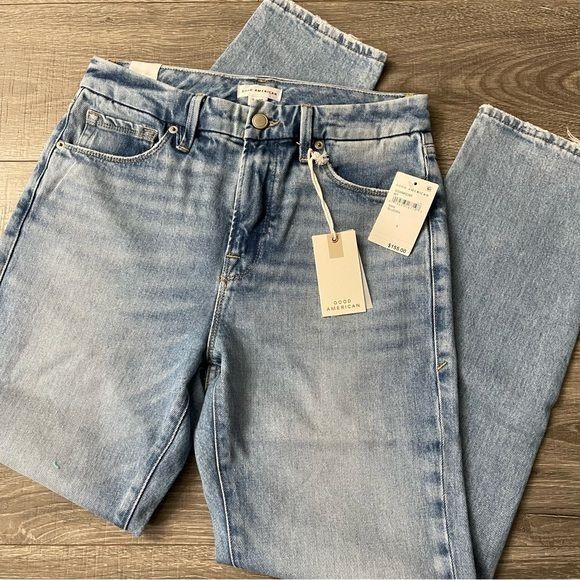 Good American NWT Good American The Weekender Jeans Light Wash Straight Sz Size 26" / US 2 / IT 38 - 2 Thumbnail