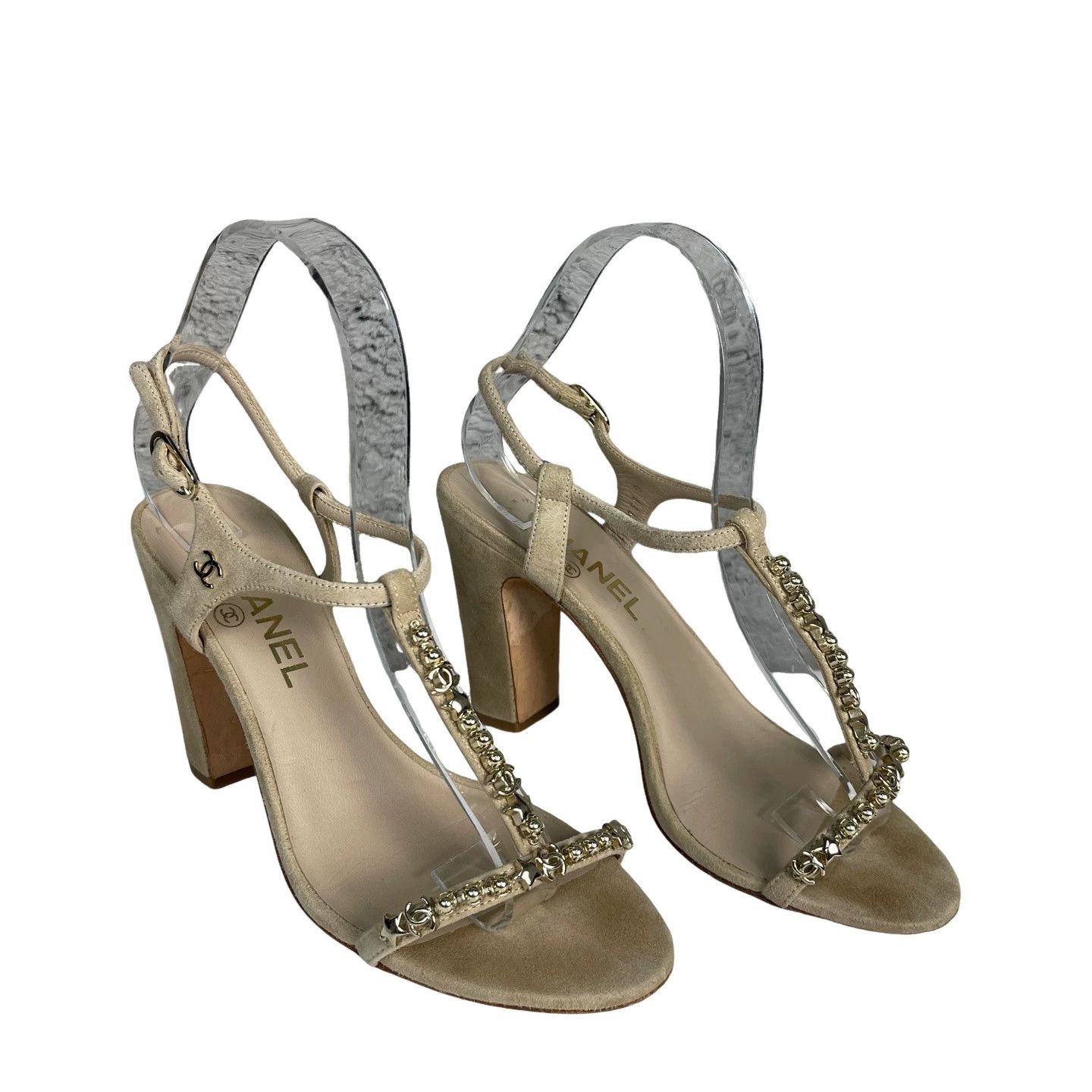 Chanel Chanel Suede Embellished Heels Size 36.5 Size US 5.5 / IT 35.5 - 1 Thumbnail