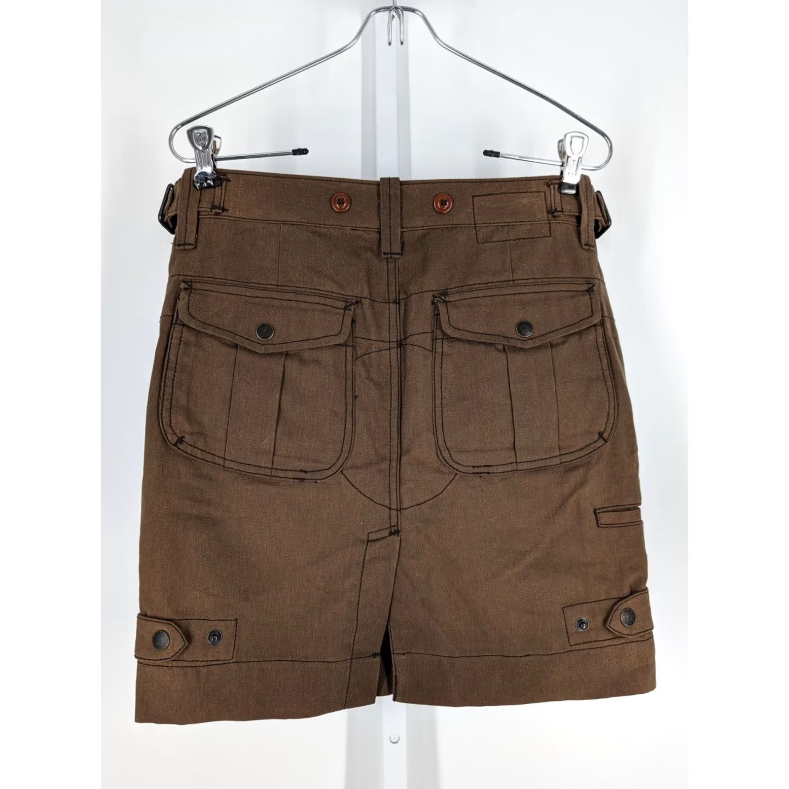 Vintage RRL Waxed Duck Canvas Military Cargo Skirt 30" Brown Women Short 4 Button Cargo Skirt Mens? Size 27" / US 4 / IT 40 - 3 Thumbnail
