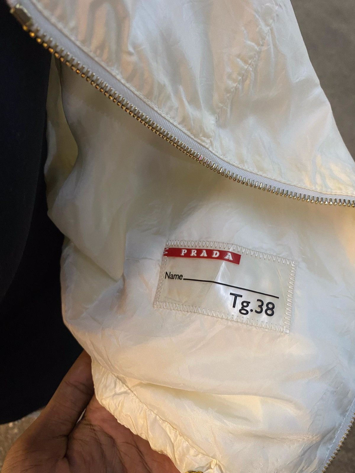 Prada Prada Ivory Silk Blend Bomber Jacket & Gold tone zipper Size XS / US 0-2 / IT 36-38 - 10 Thumbnail
