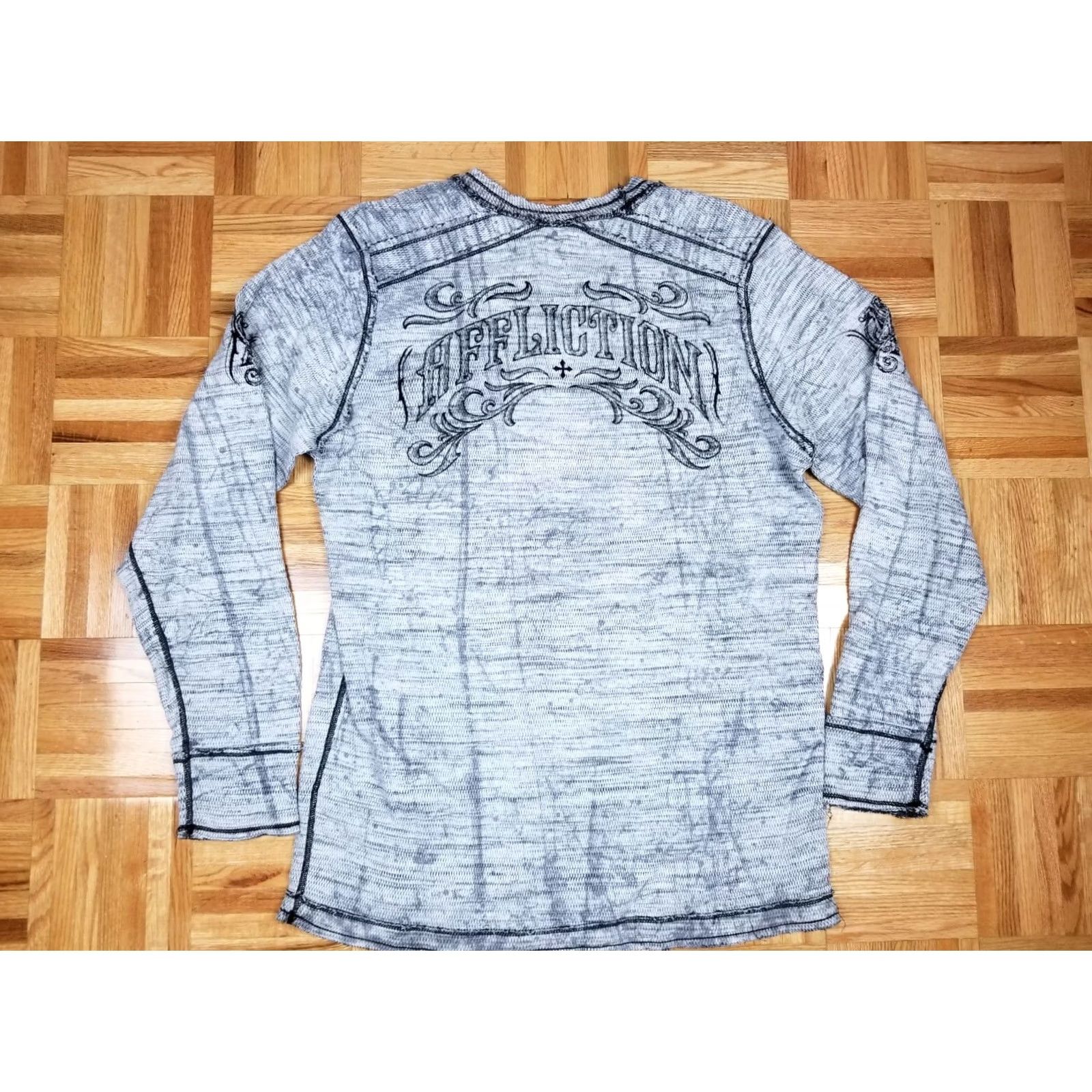 Affliction VINTAGE AFFLICTION MOTORWORKS SHIRT REVERSIBLE THERMAL XL BLACK Men Shirt XL Reversible Thermal Motorworks Affliction Shirt Size US XL / EU 56 / 4 - 5 Thumbnail