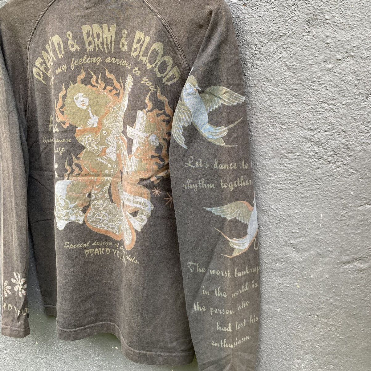 Tedman Thrashed Faded Vintage Peak'D Yellow Tedman Long Sleeve Tee Size US M / EU 48-50 / 2 - 2 Thumbnail