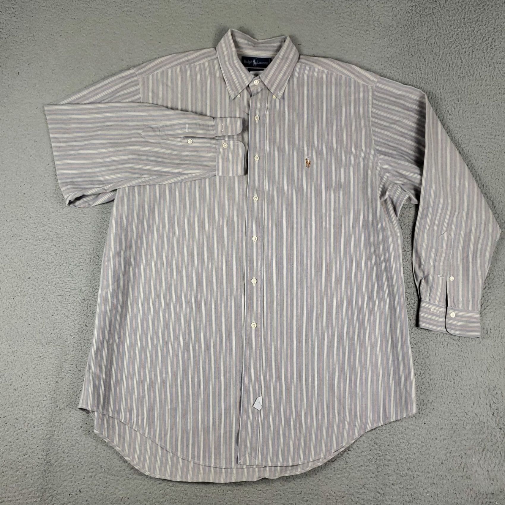 Ralph Lauren Ralph Lauren Shirt Mens 16.5 Blue Striped Pony Dress Button Up Long Sleeve Shirt Size 46R - 3 Thumbnail