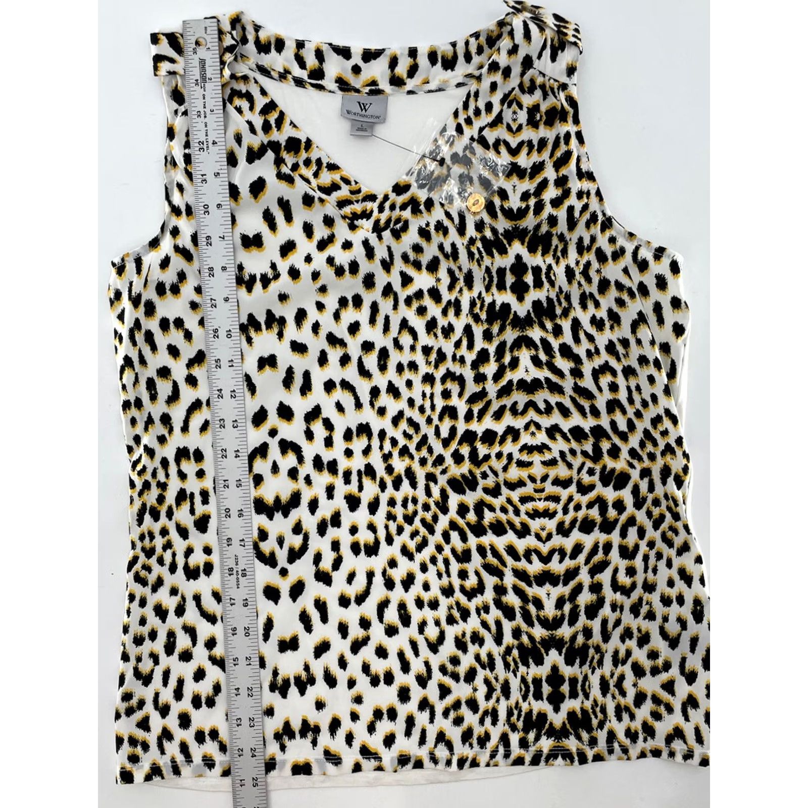Worthington Worthington Blouse Shirt Multicolor Animal Print V-Neck Sleeveless L Women Regular XS? Size L / US 10 / IT 46 - 7 Thumbnail