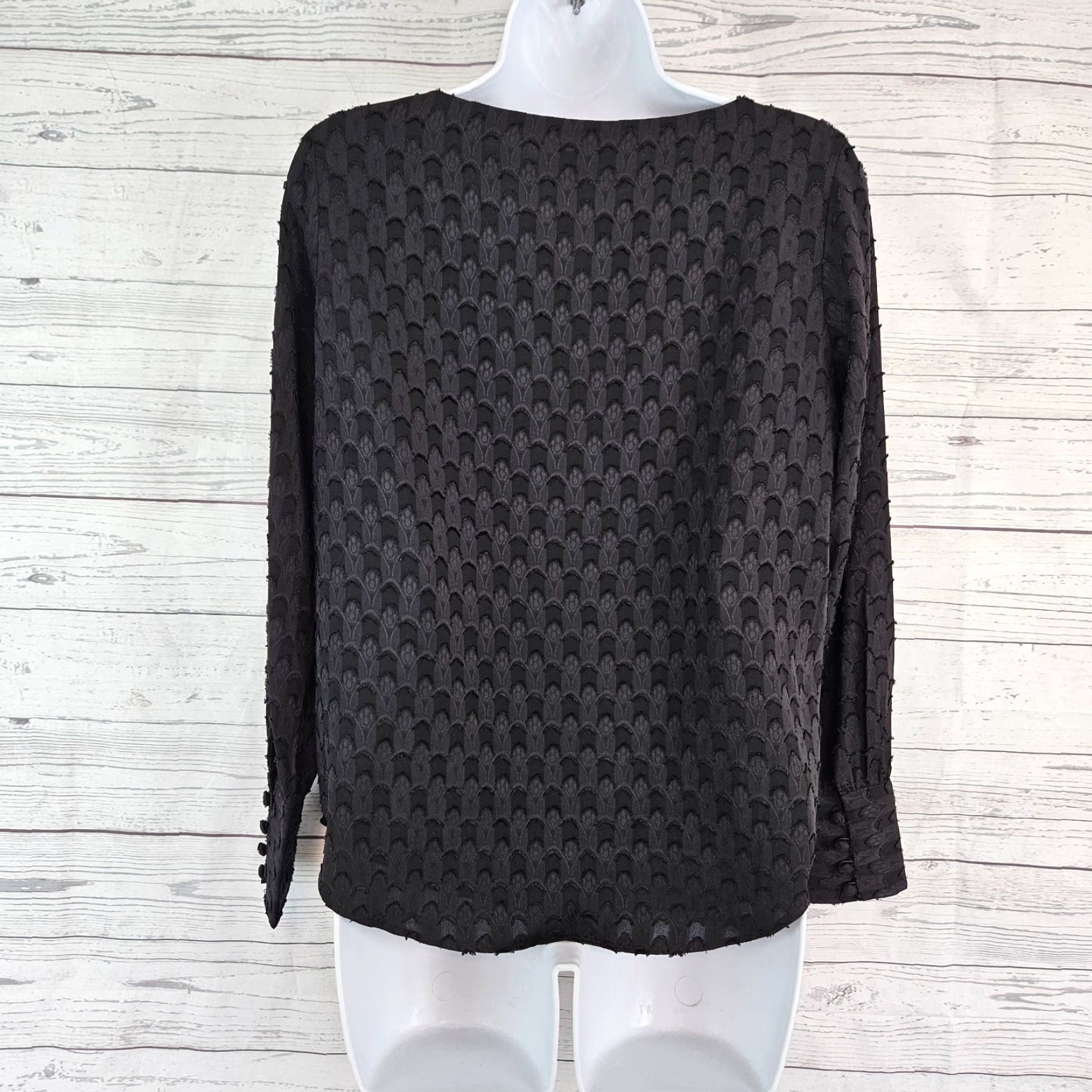 Ann Taylor Ann Taylor Womens Top Sz Small Petite Black Long Sleeve Size S / US 4 / IT 40 - 3 Thumbnail