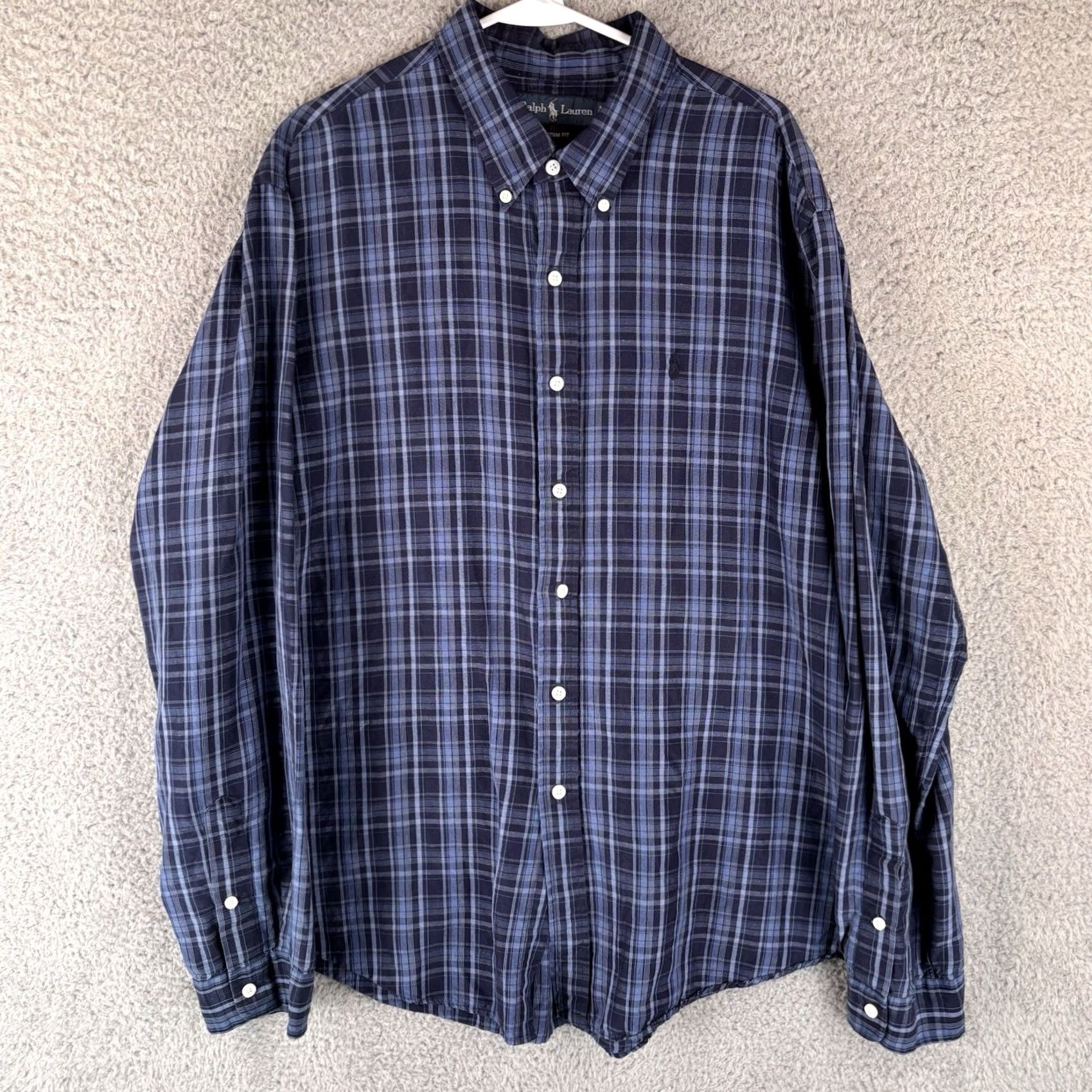 Polo Ralph Lauren VINTAGE Polo Ralph Lauren Shirt Men 2XL Blue Plaid Silk Linen Button Down Pony Shirt Size US XXL / EU 58 / 5 - 2 Thumbnail