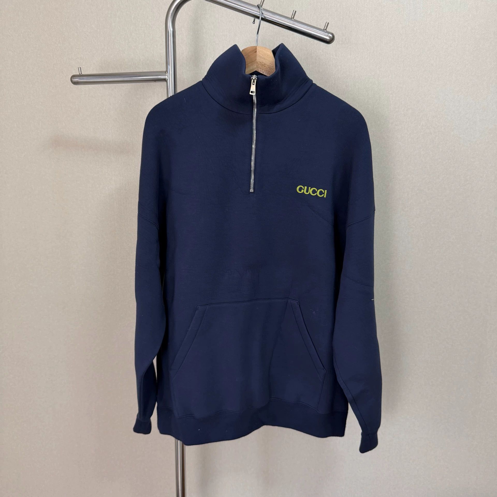 Gucci GUCCI SS25 Logo Patch Knit Half-Zip LS Sweatshirt Men's Blue Size US S / EU 44-46 / 1 - 1 Thumbnail
