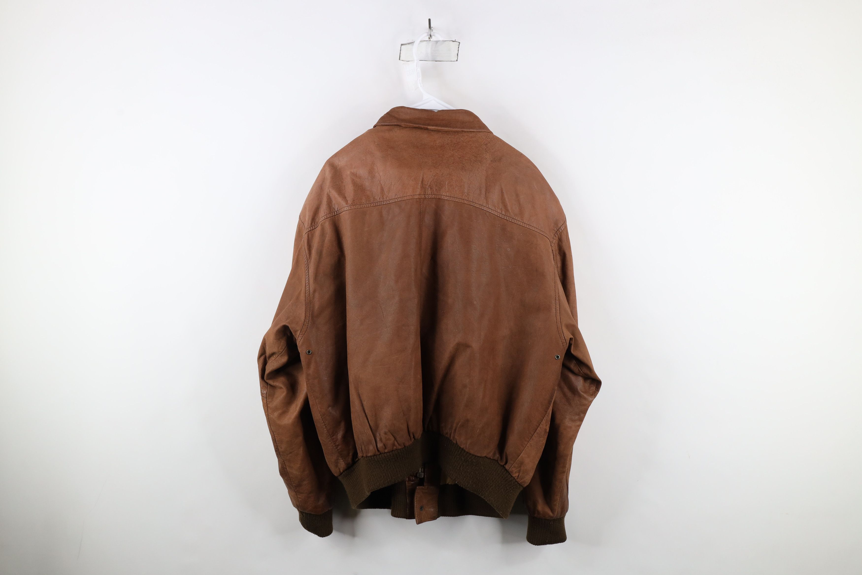 Vintage Vintage 90s Streetwear Leather Flight Bomber Jacket Brown Size US L / EU 52-54 / 3 - 16 Thumbnail