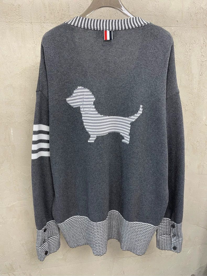 Thom Browne Thom browne Gray puppy four-striped knitted cardigan sweate Size US L / EU 52-54 / 3 - 4 Thumbnail