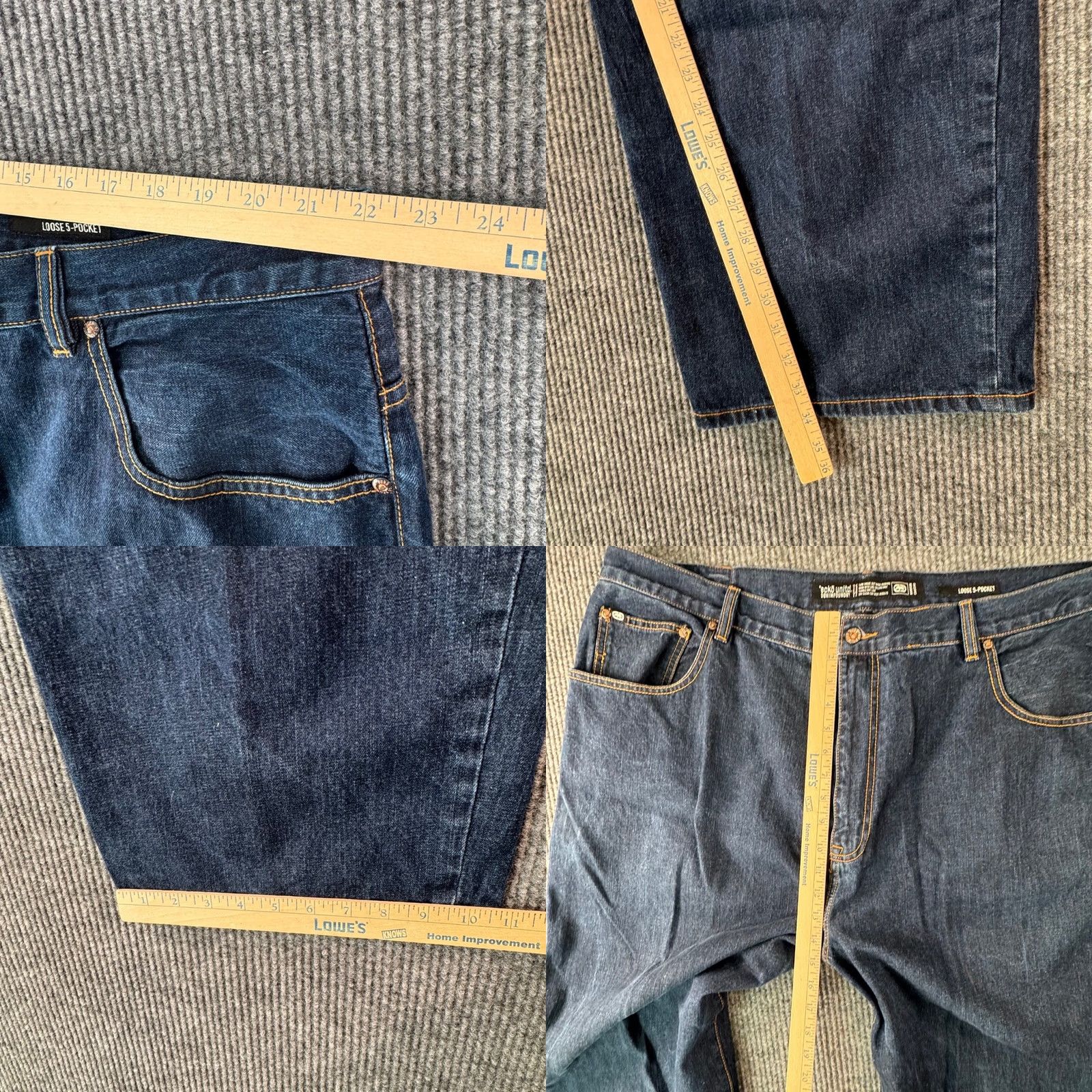 Ecko Unltd. VTG Ecko Unltd Jeans Foundry Straight Leg Baggy 44B Mens 1990s Denim Five-Pocket Blues Menswear Size US 44 / EU 60 - 8 Thumbnail