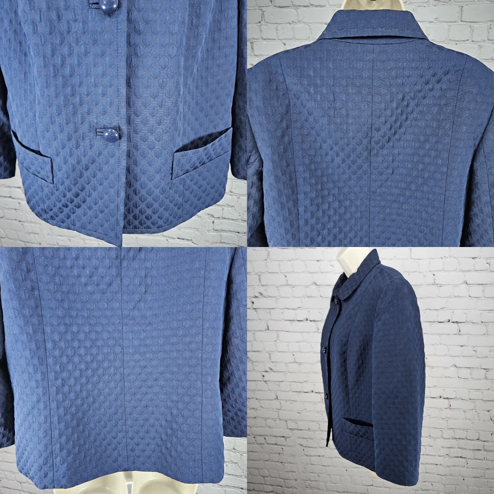 Talbots Talbots Jacket Women Short 3/4 Sleeve Lined Collared Buttoned Cropped Navy Blue 14 Classic Preppy Size XL / US 12-14 / IT 48-50 - 8 Thumbnail