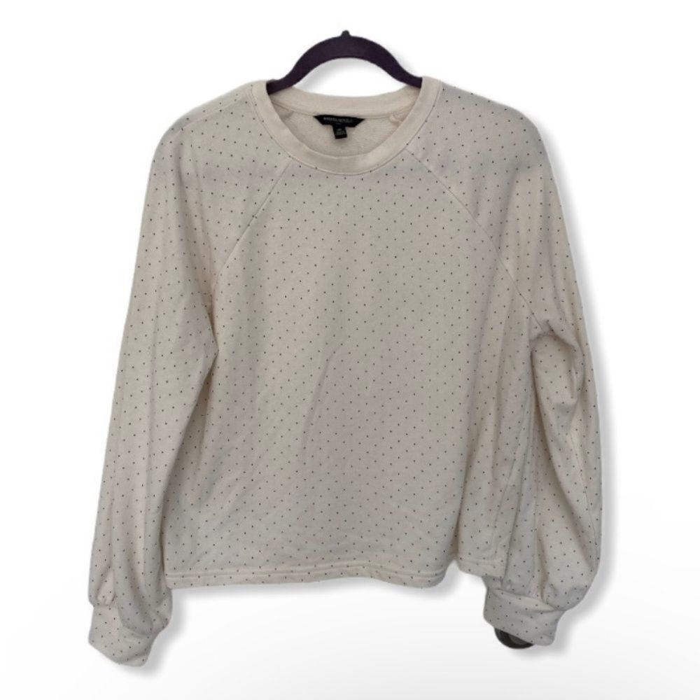 Banana Republic Banana Republic Women’s White Sweatshirt Size M Black Dot Pr Size M / US 6-8 / IT 42-44 - 2 Thumbnail