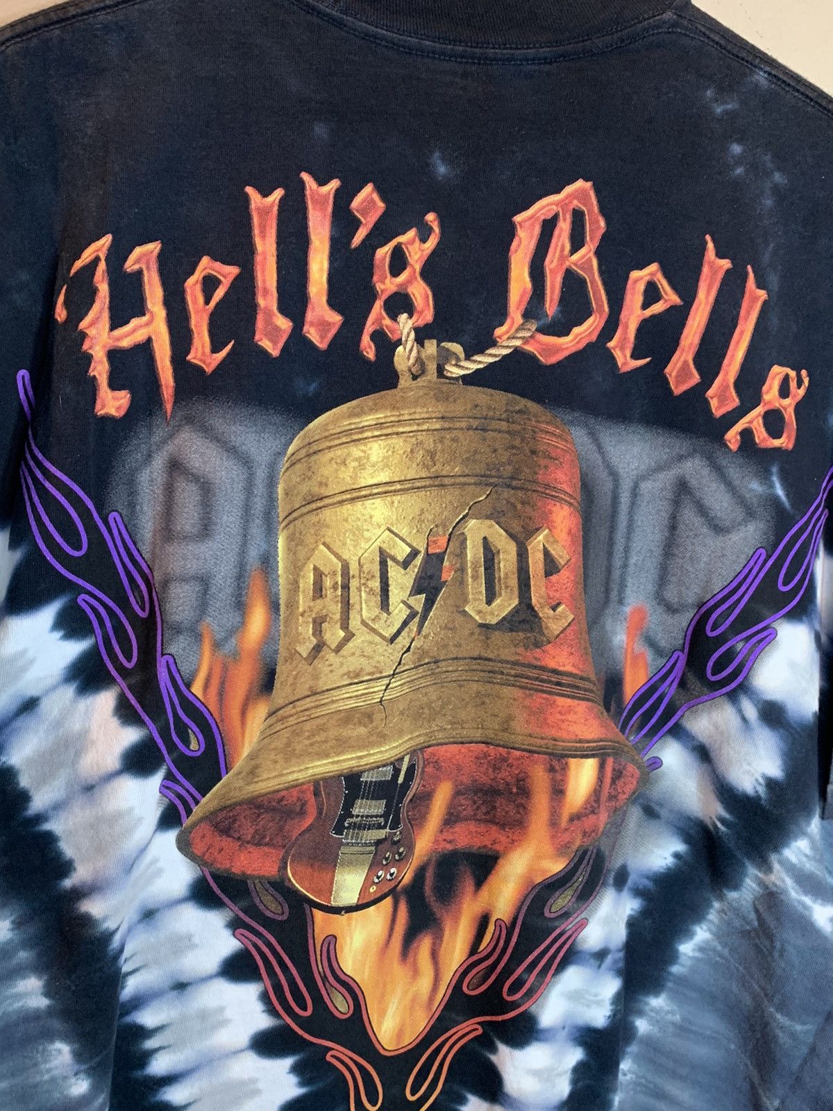 Band Tees *RARE* AC/DC Hell’s Bells Art AOP Tie-Dye Liquid Blue Shirt Size US XXL / EU 58 / 5 - 3 Thumbnail