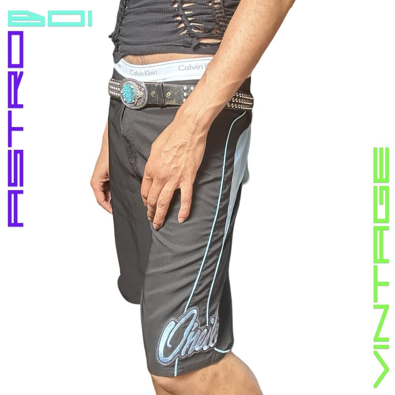 O'Neill O'Neill Black & Baby Blue Y2K Swim Board Shorts - 32" Size US 32 / EU 48 - 2 Thumbnail