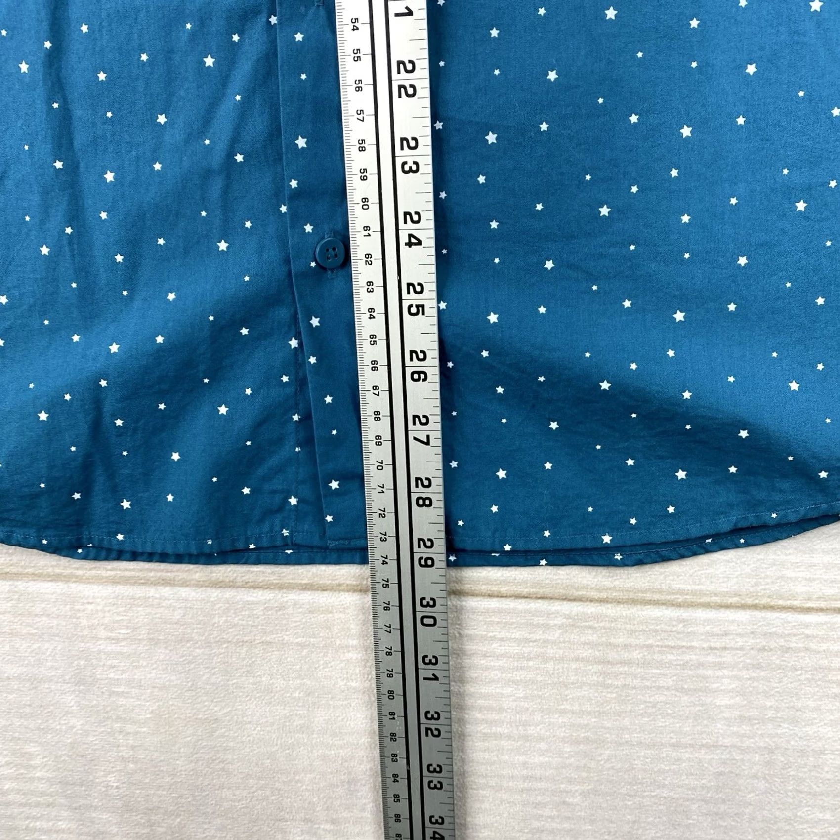 Frame A Frame Button-Up Shirt Mens M Blue Stars Print Short Sleeve Cotton Geometric Collared Casual Workwear Size US M / EU 48-50 / 2 - 3 Thumbnail