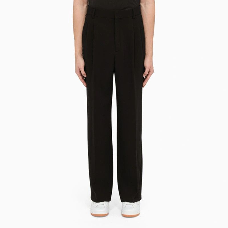Casablanca Black High-Waisted Merino Wool Pleated Trousers Size US 36 / EU 52 - 4 Thumbnail