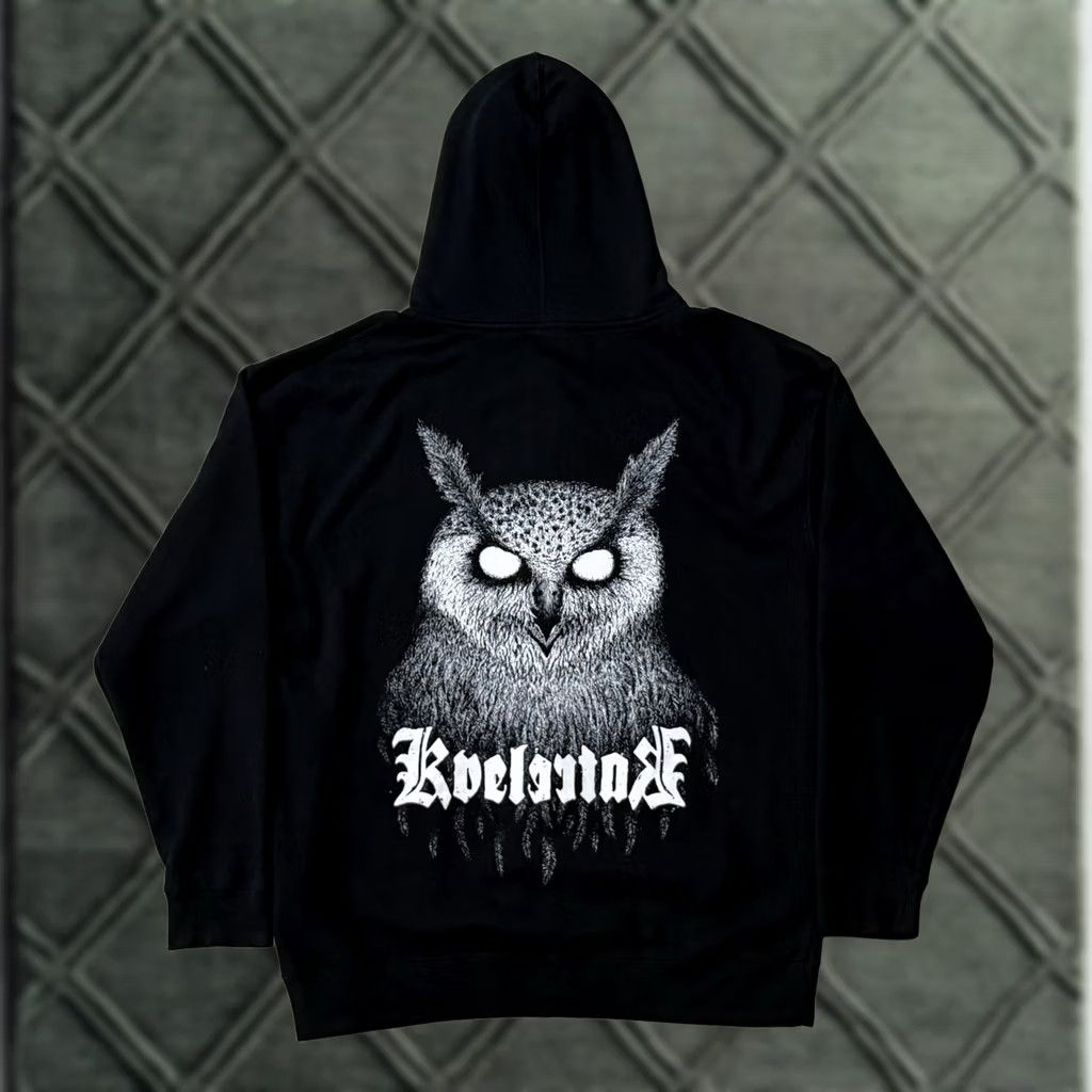 Vintage VINTAGE Kvelertak Owl Full-Zip Hoodie XL Mens Hoodie Black Graphic Print Size US XL / EU 56 / 4 - 1 Thumbnail
