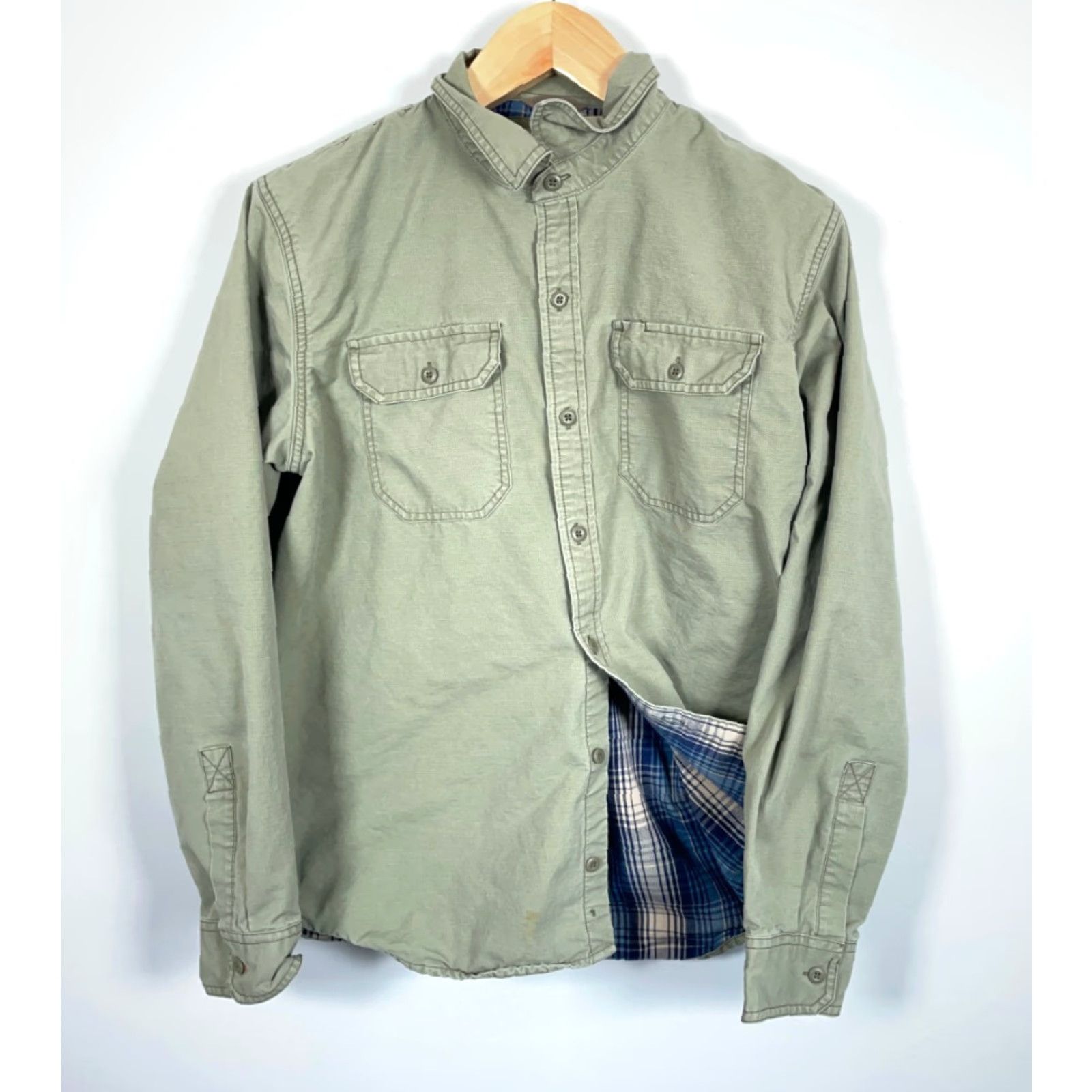 Vintage VINTAGE L.L. Bean Flannel Lined Shirt Jacket Mens Large Green Blue Plaid Size US L / EU 52-54 / 3 - 2 Thumbnail
