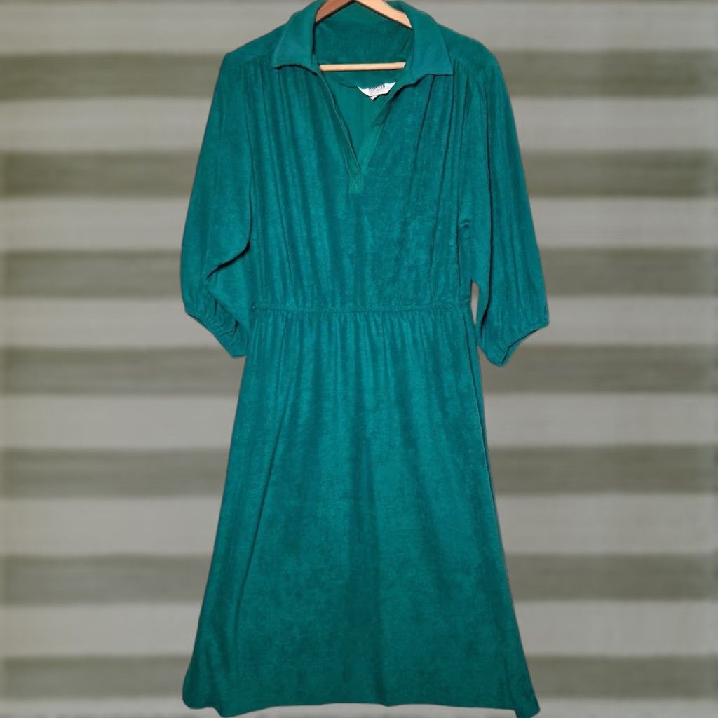 Vintage VINTAGE Montgomery Ward Dress Shirt Dress Jade Green 1970s Terry Cloth 18 Women’s Womens Size XXL / US 16-18 / IT 52-54 - 1 Thumbnail