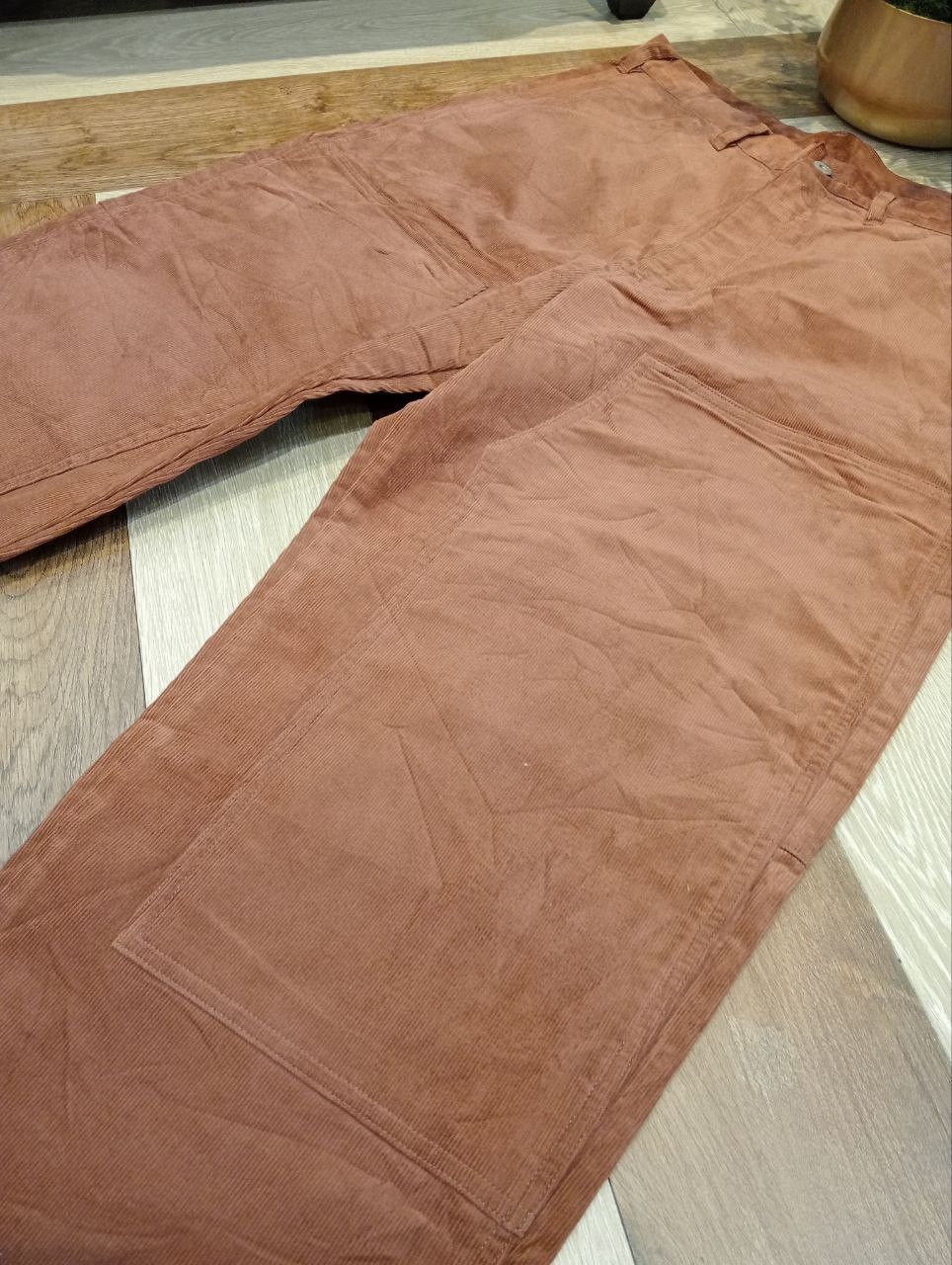 GU GU JAPAN DOUBLE KNEE WIDE BAGGY CORDUROY PANTS Size US 35 - 4 Thumbnail